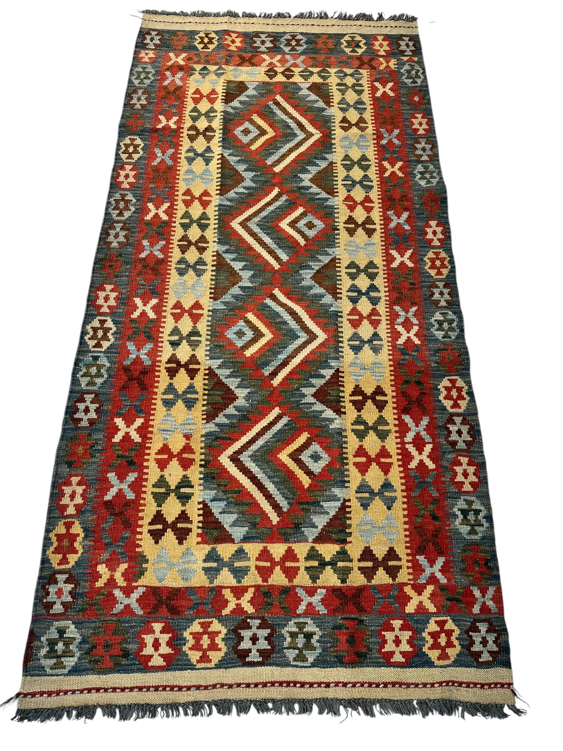 Afghani Maimana Kilim Wide Runner Rug 3’3” x 6’8”