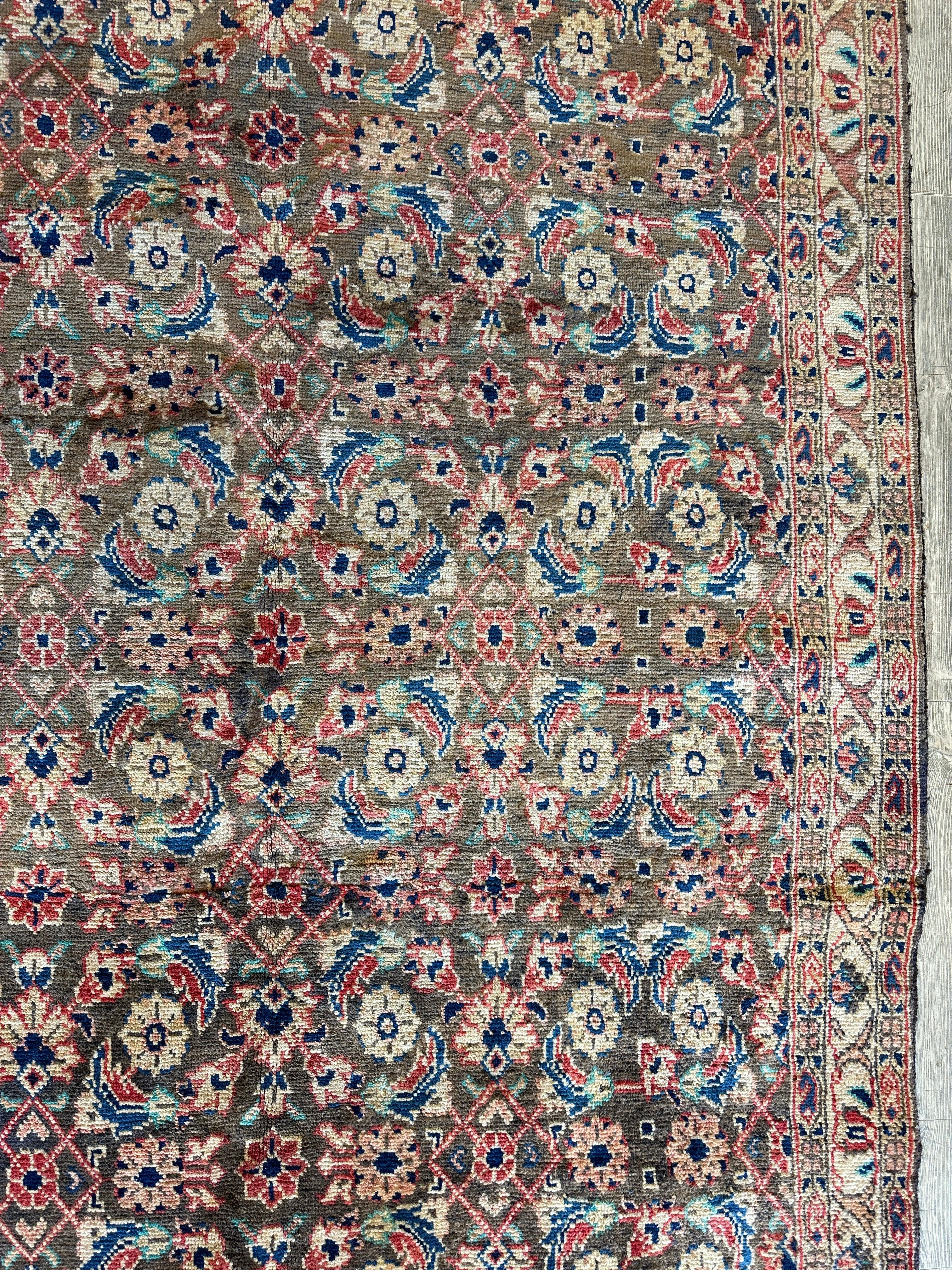 Vintage Hand-knotted Persian Bakhtiari Rug Circa 19240’s Wool 6’8” x 9’9”