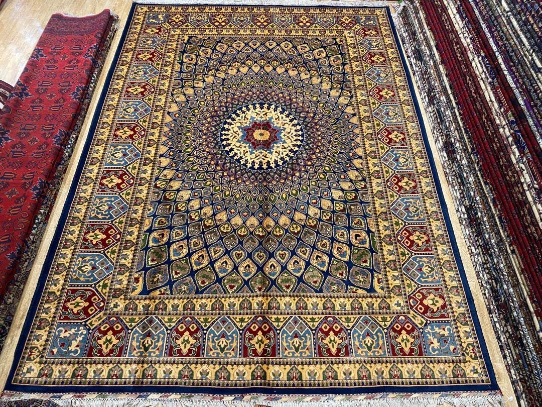 Handmade Afghani Gumbad Dome Area Rug 8 x 11