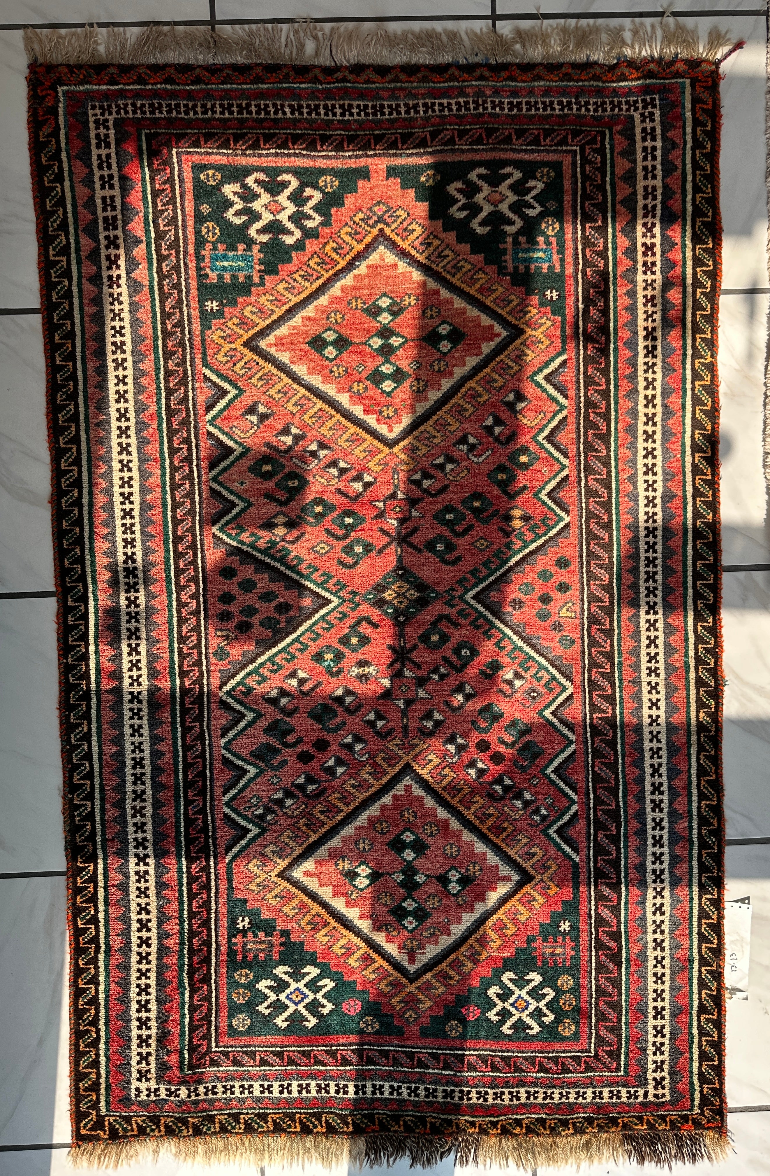 Vintage Hand-knotted Persian Qashqai Rug 3’7” x 5’10”