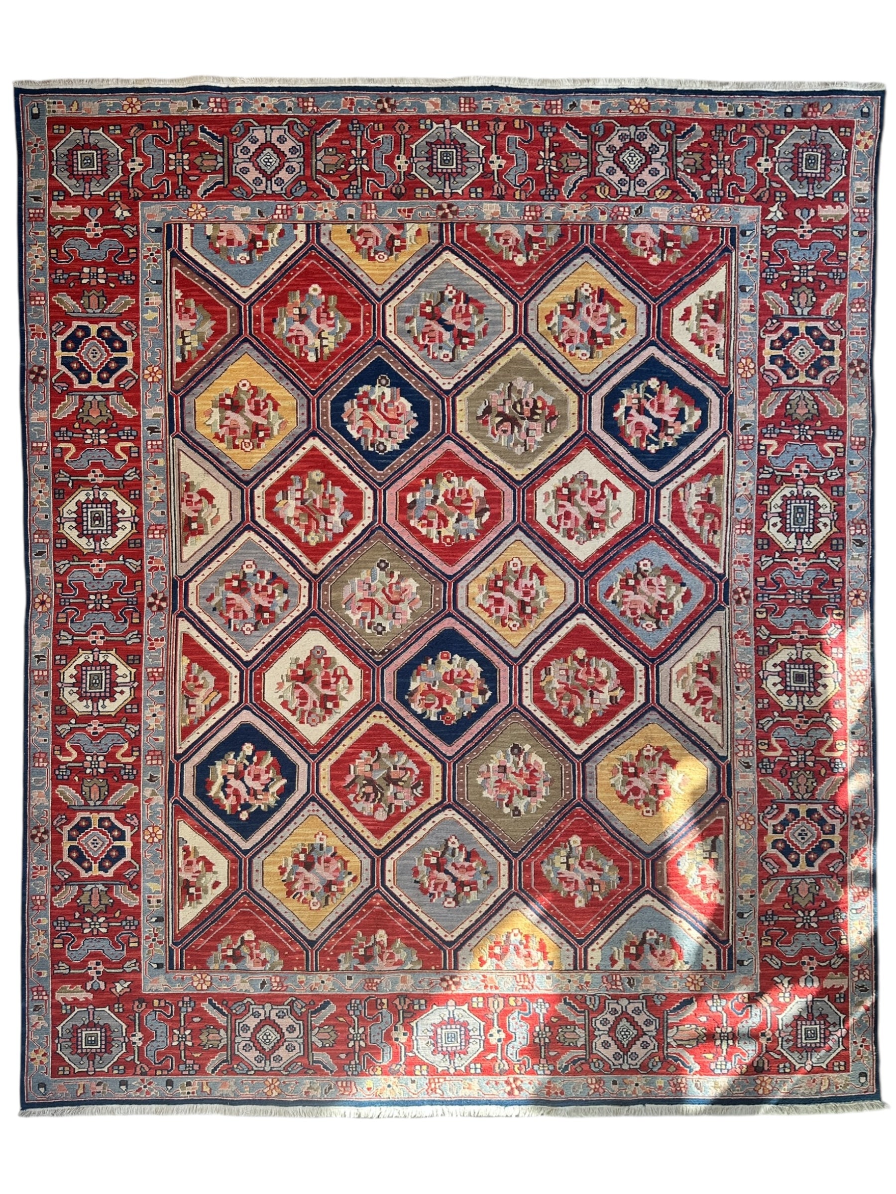 Handwoven Nourison Soumak SK43 Multicolor Area Rug – 7'8" x 9'11" – Professionally Cleaned