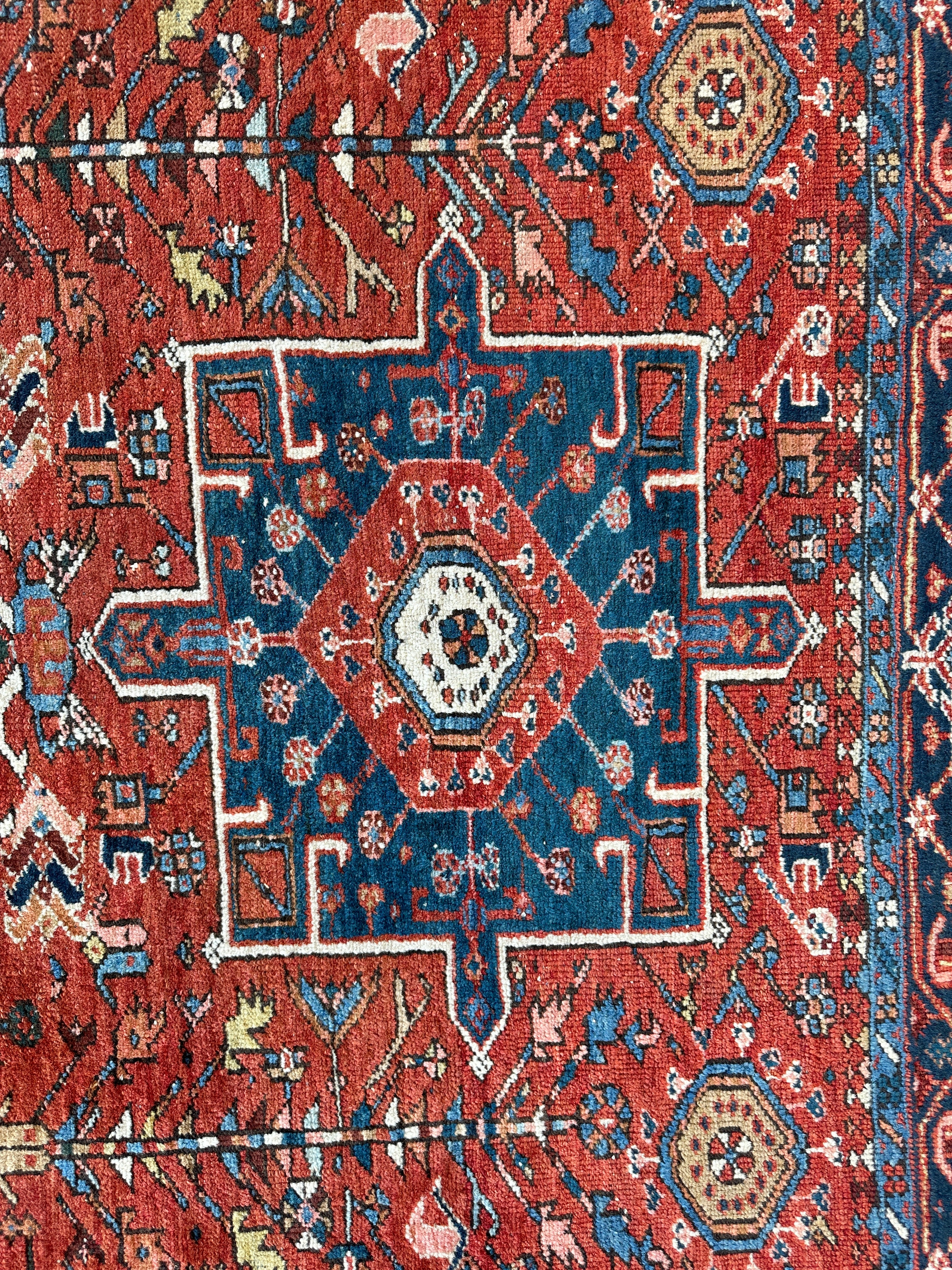 KARAJA Persian Antique Heriz Rug  4'9" x 6'