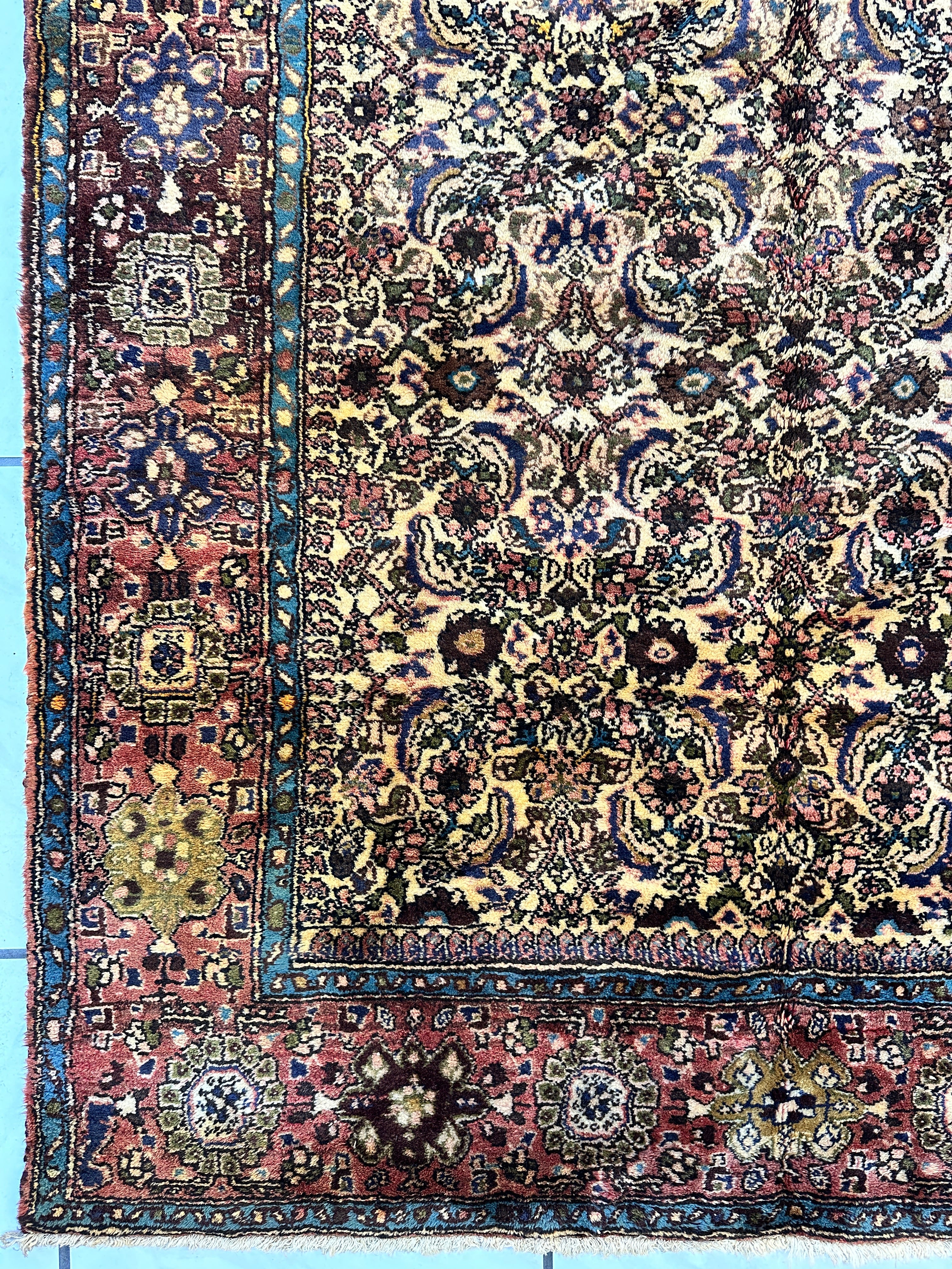 Hand-Knotted Persian Bidjar Herati Wool Runner – 4'11" x 13'2" – Durable Traditional Rug