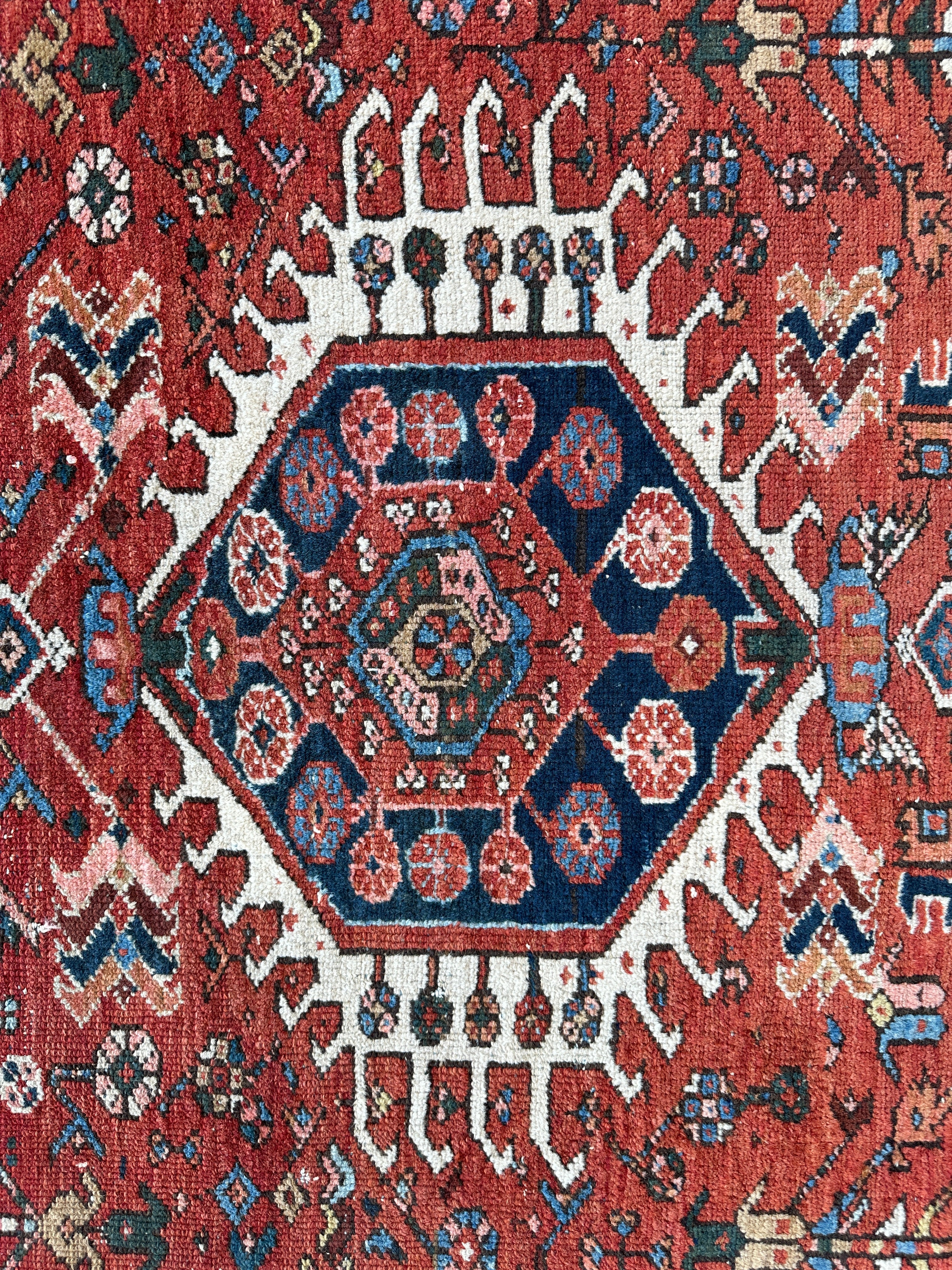 KARAJA Persian Antique Heriz Rug  4'9" x 6'