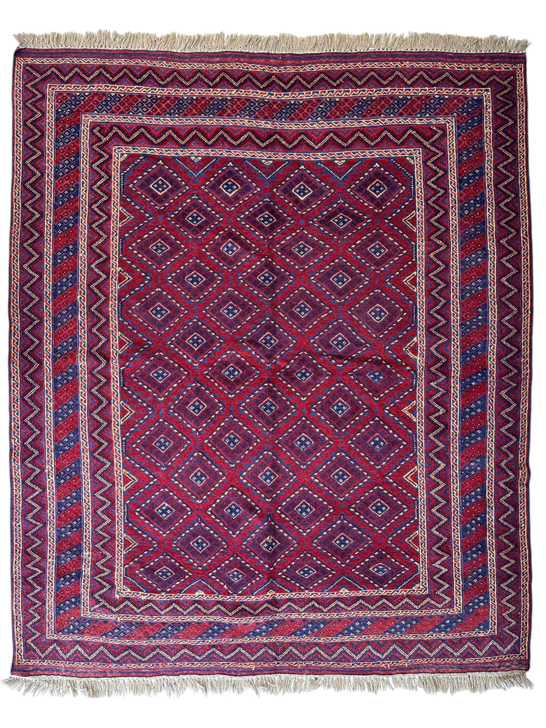 Hand-knotted Afghani Meshwani Wool Rug I Nakhunak Herati 5’1” x 6’3”