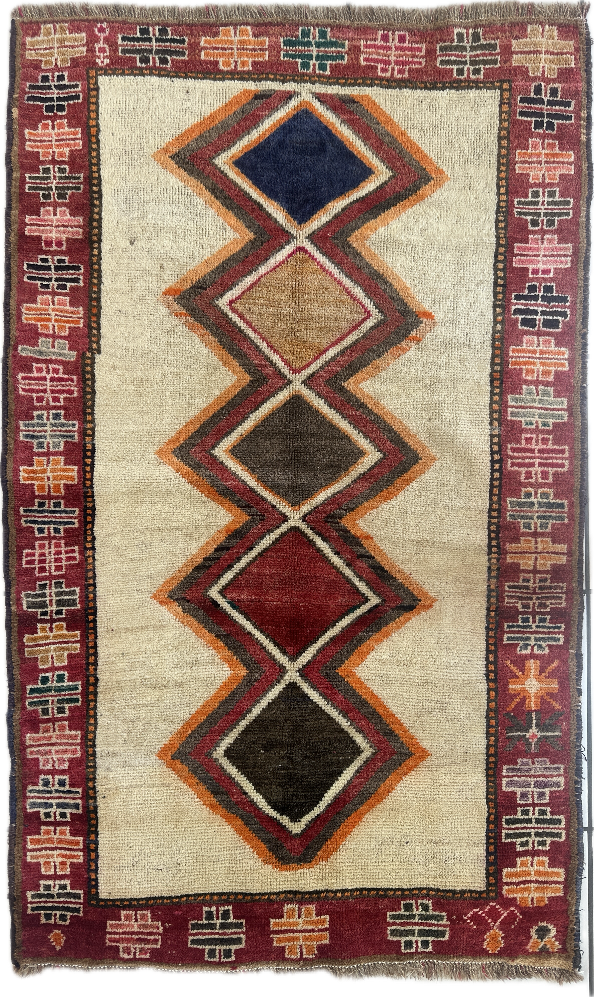 1950’s Gabbeh Qashqai Wool Rug 4’9” x 6’1”