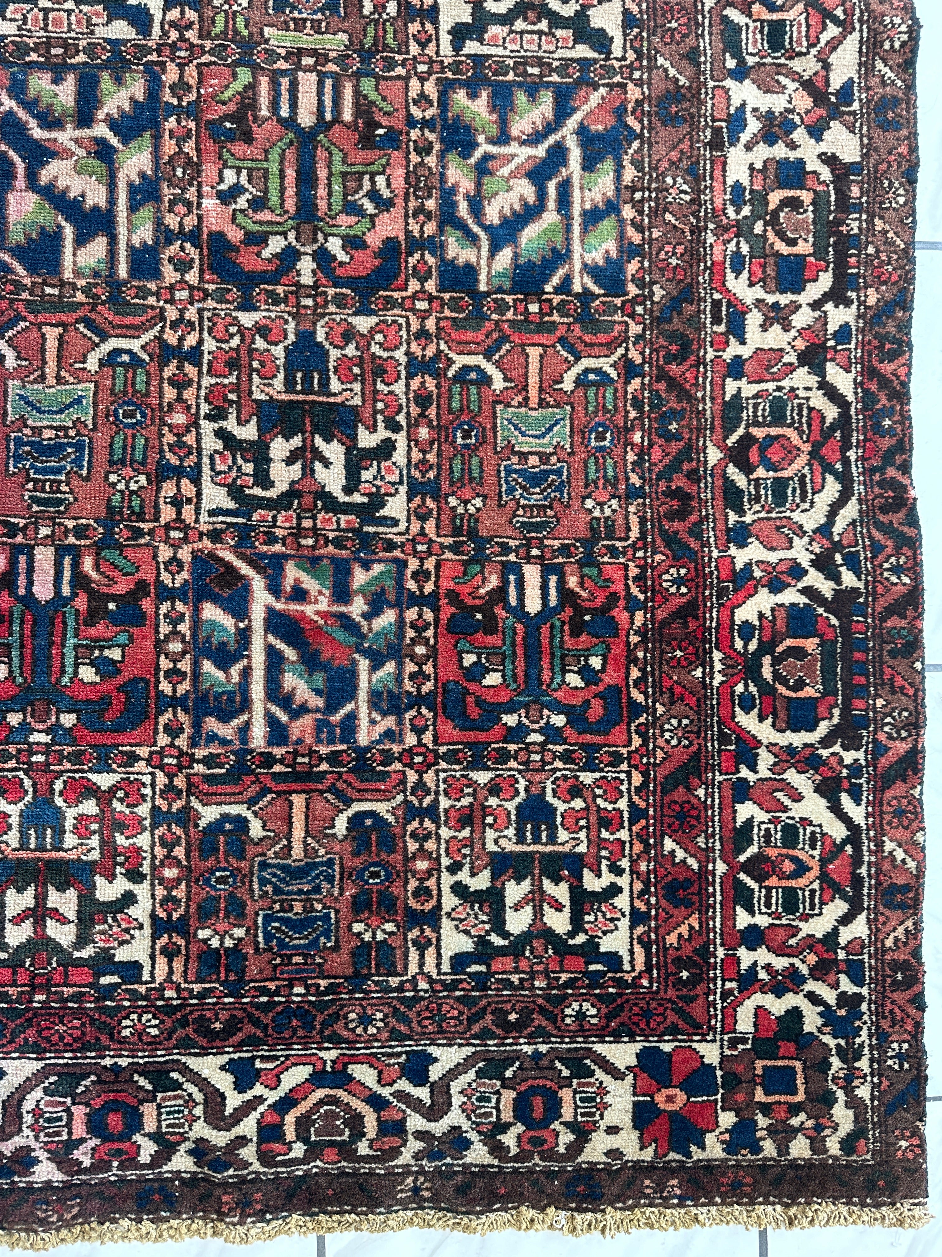 Antique Persian Bakhtiari Garden Design" aka "4 Seasons Rug" | 5’4” x 9’7”