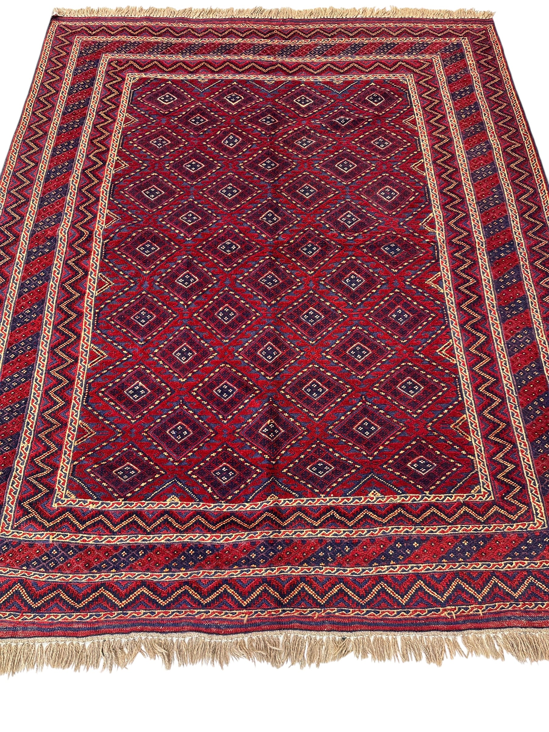 Hand-knotted Afghani Meshwani Wool Rug I Nakhunak Herati 5’1” x 6’3”