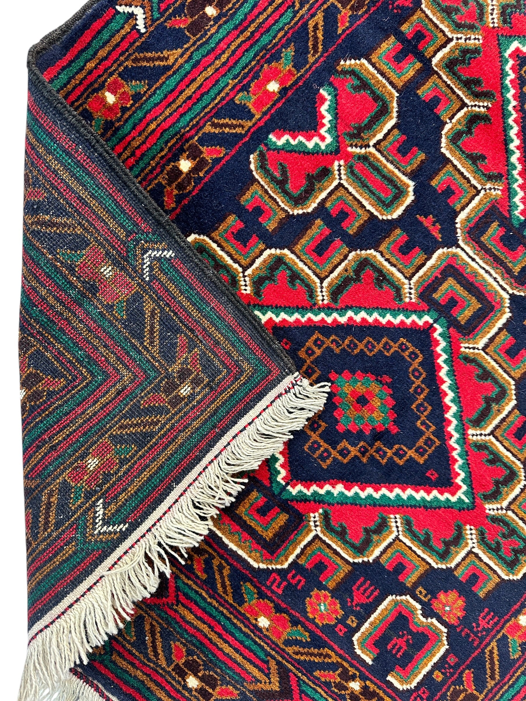 Hand-Knotted Afghani Baluch Wool Rug - 2'10" x 5'