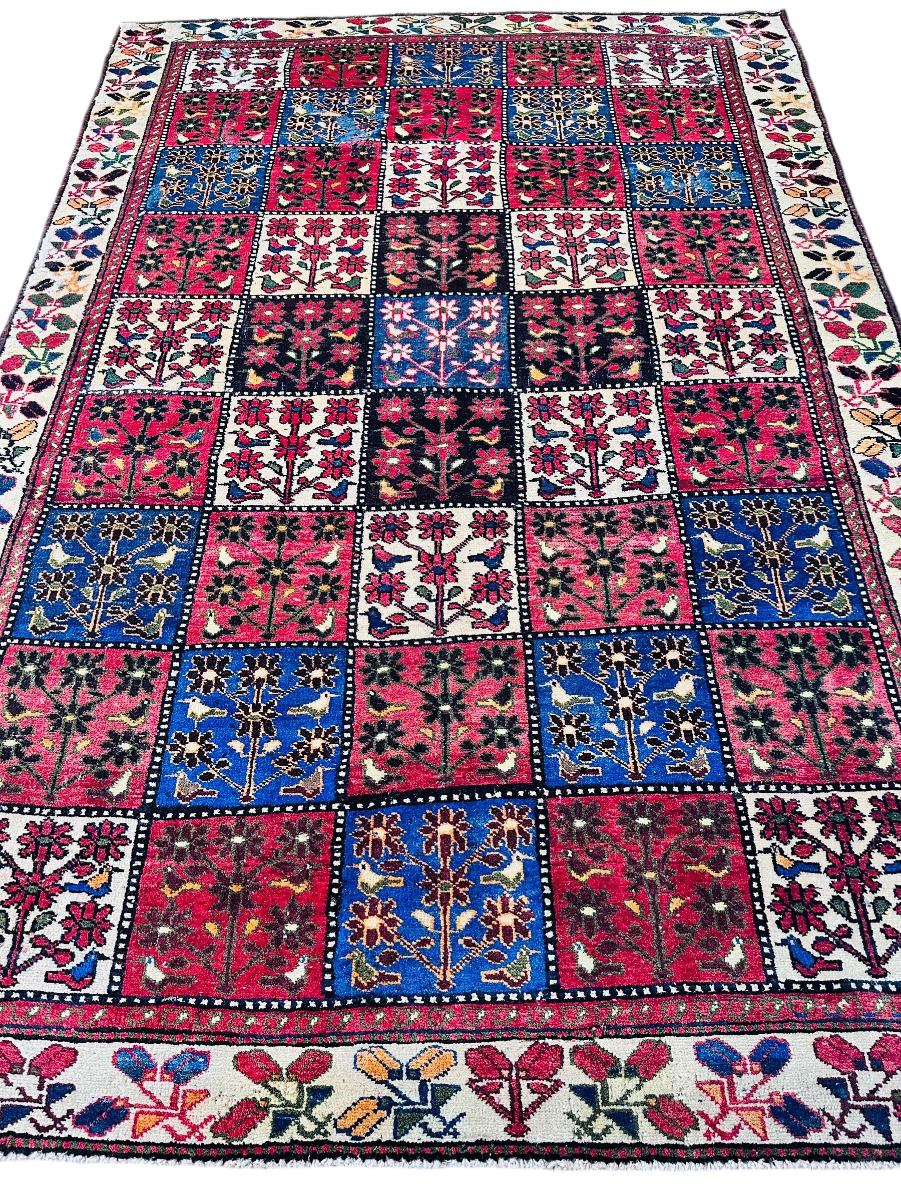 Vintage Persian Bakhtiari Garden Design" aka "4 Seasons Rug" | 6’3” x 9’