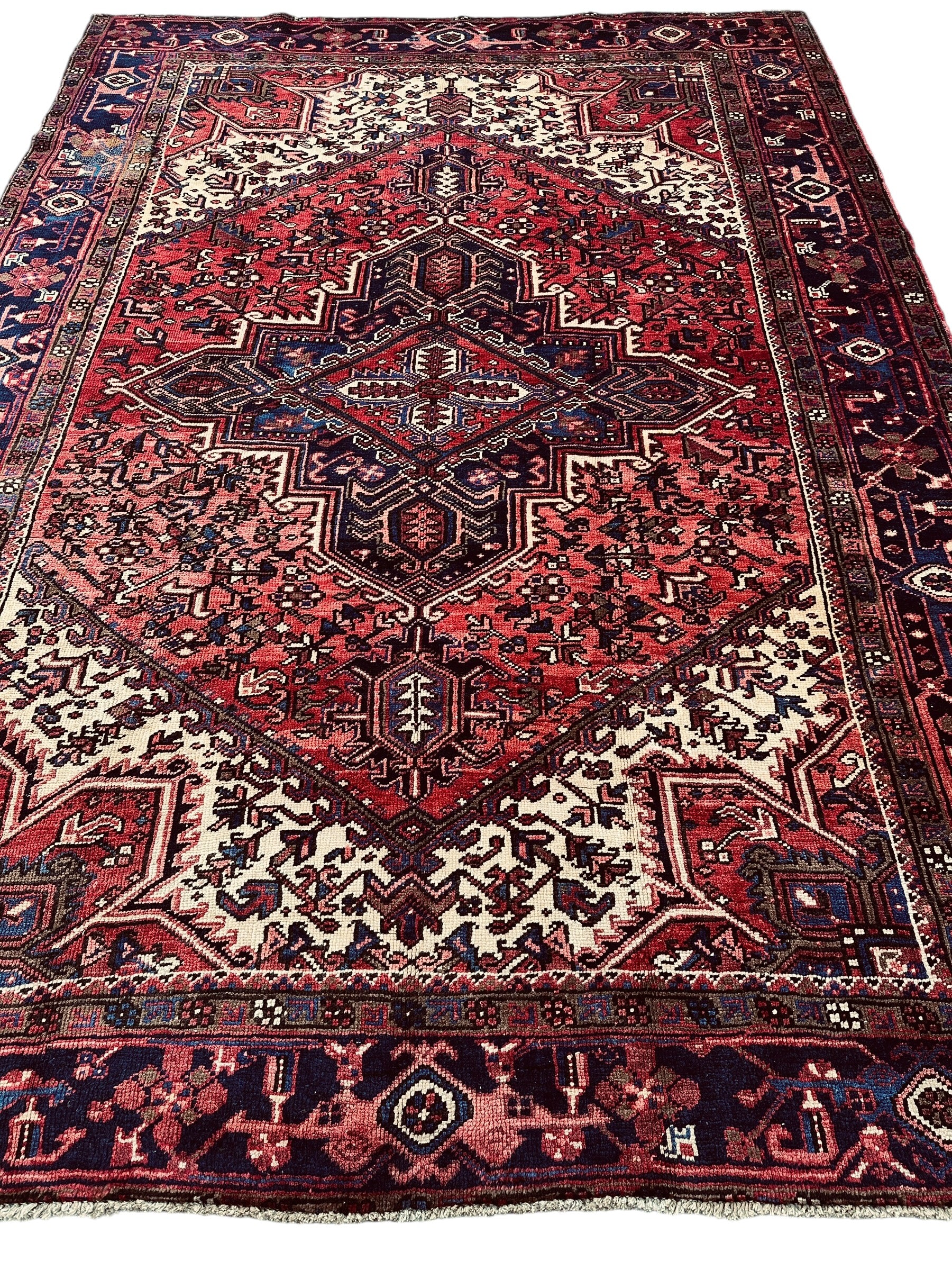 Exquisite 1960's Persian Heriz Wool Area Rug 7’ x 9’8”