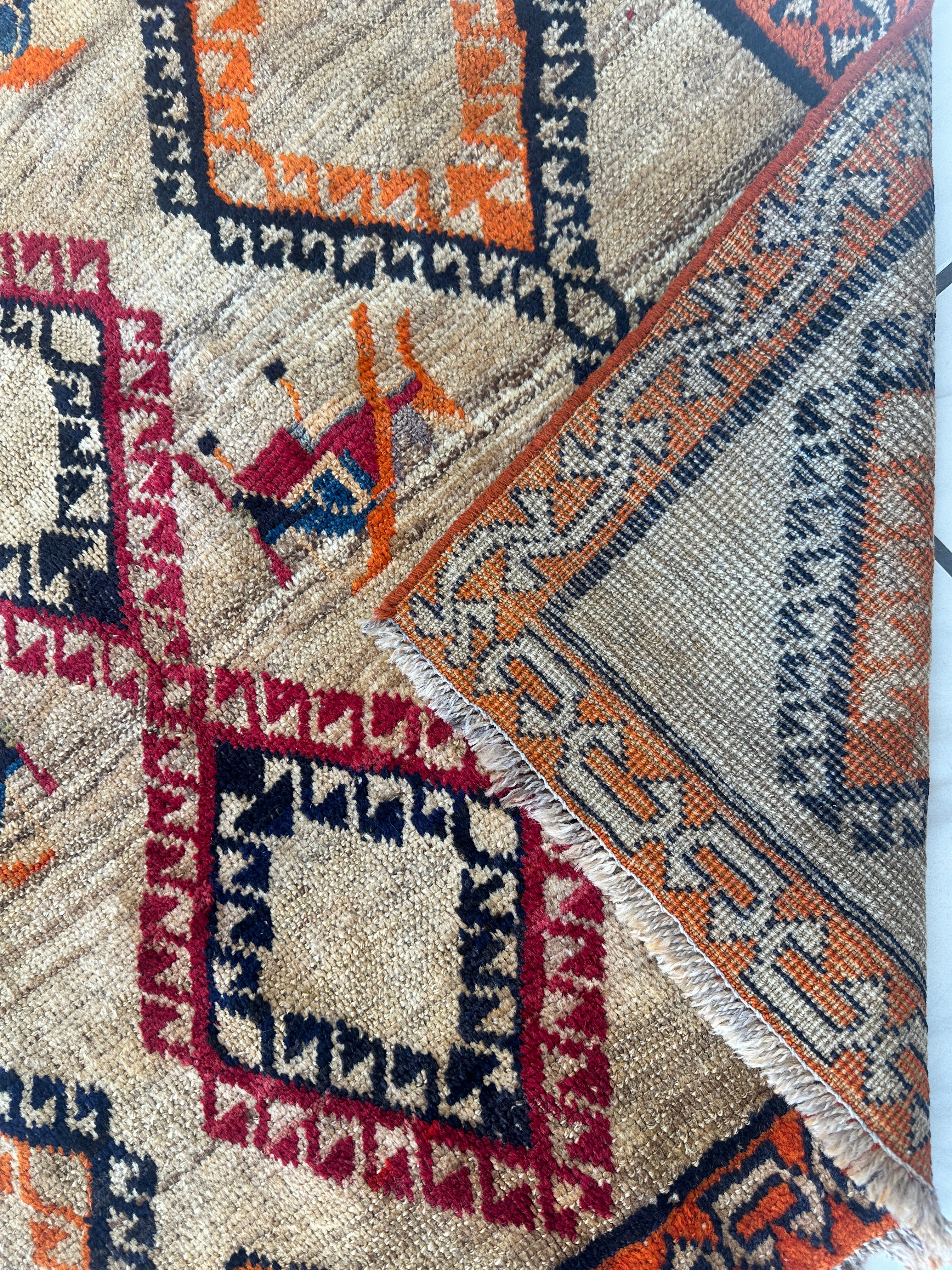 1950’s Gabbeh Qashqai Wool Rug 4’3” x 7’1”