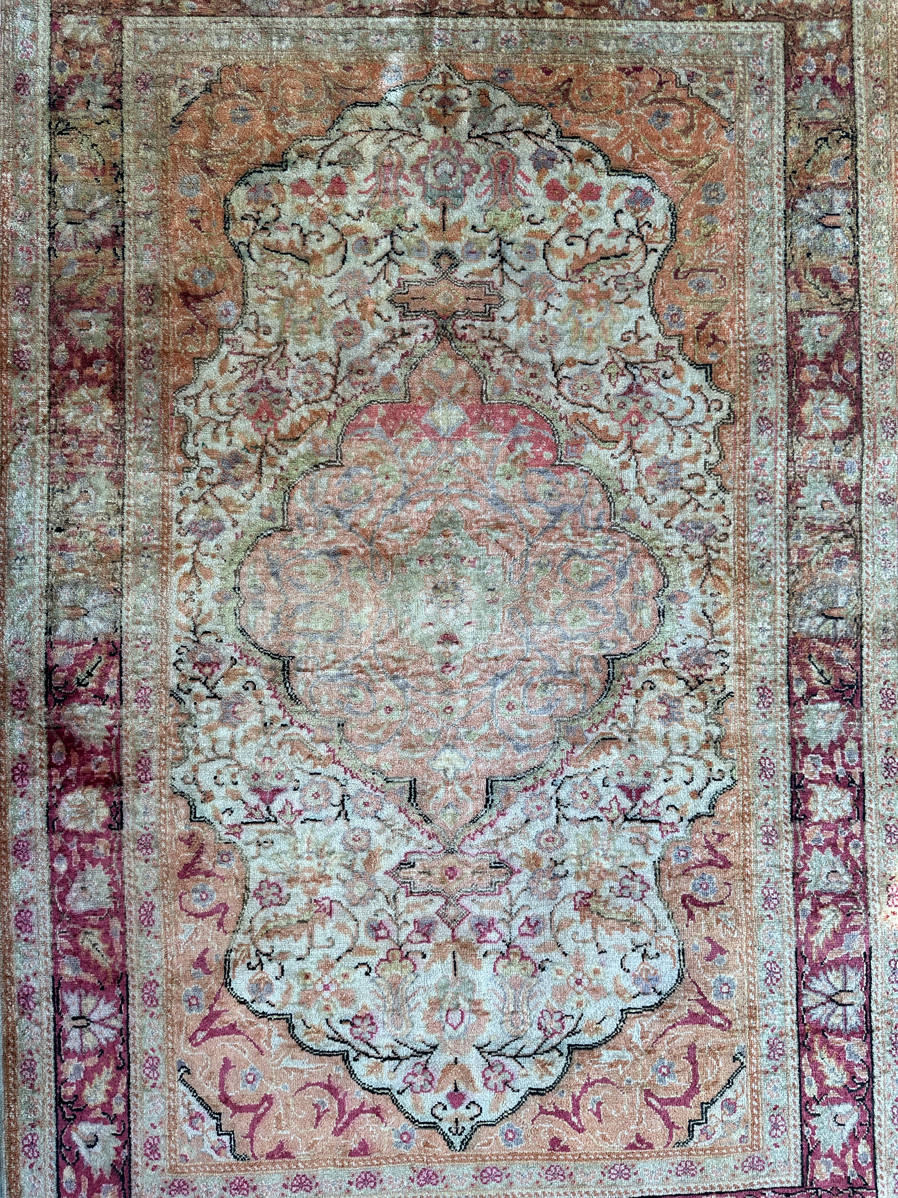 Vintage Hand-Knotted Turkish Kayseri Art Silk Rug 3’10” x 6’