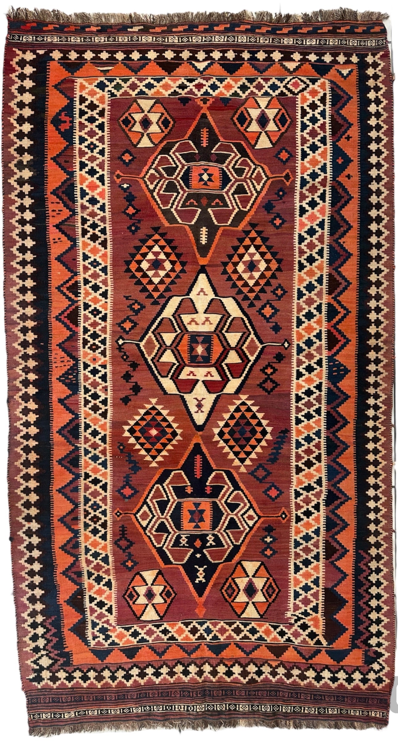 Persian Qashqai Wool Kilim 5’3” x 9’6”