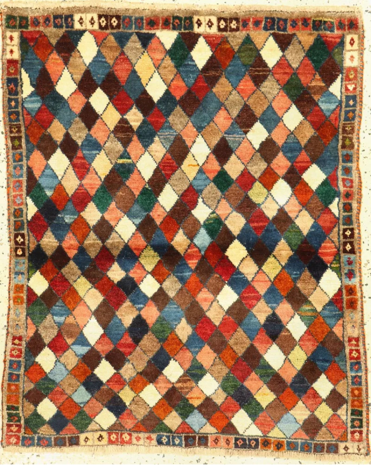 Gabbeh Qashqai Wool Rug Mid 20th century 2’5” x 3’8”