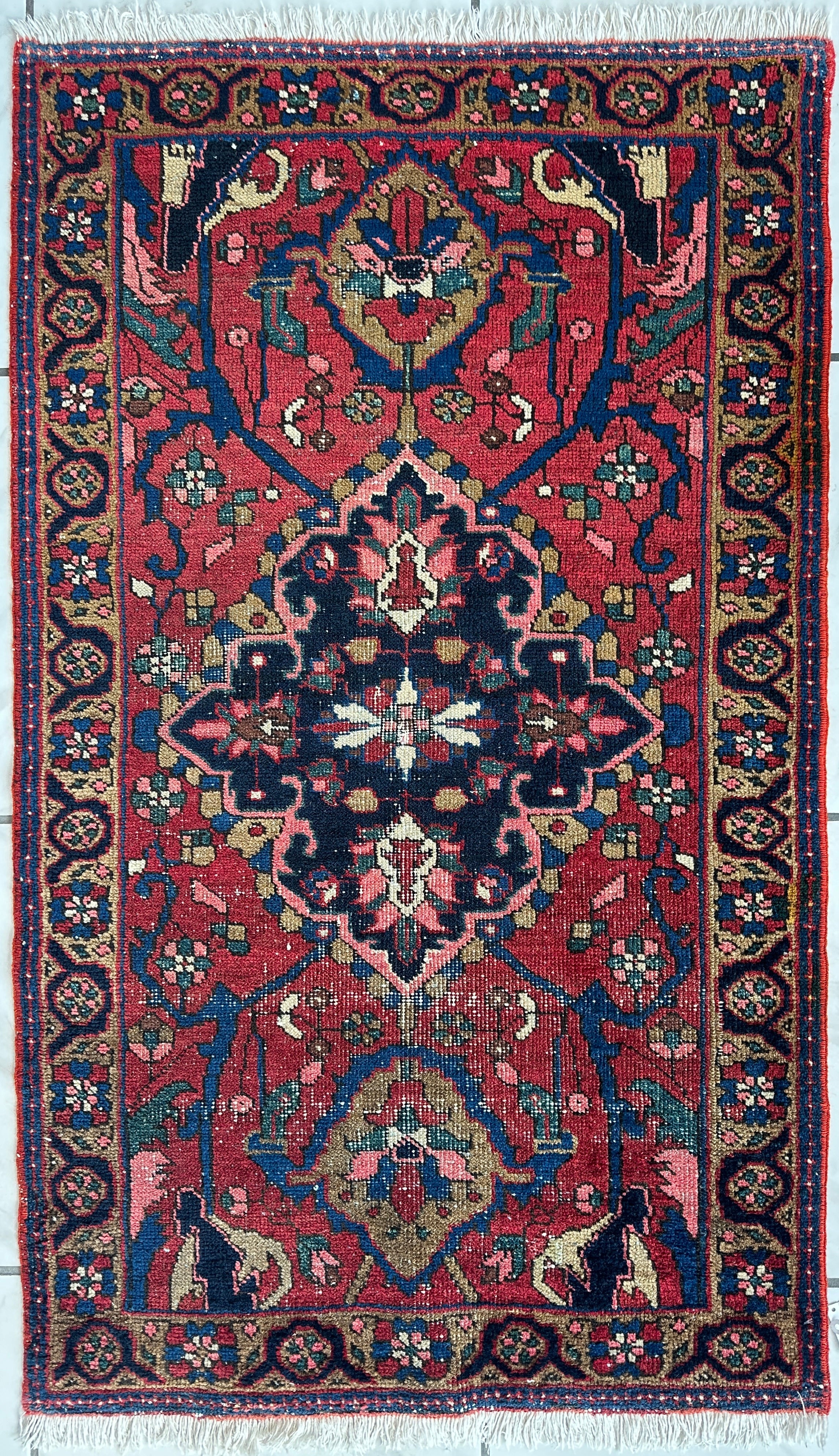 Hand-knotted Persian Hamadan wool Rug 2’8” x 4’6”