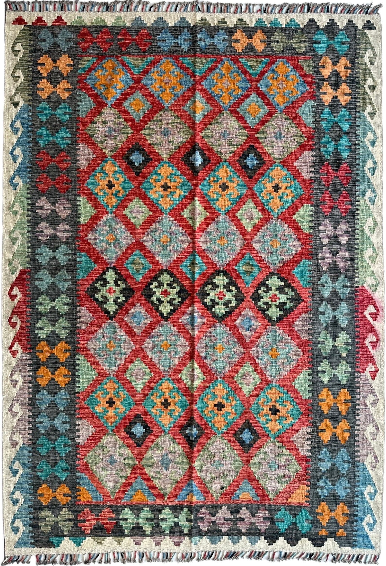 Afghani Chobi Kilim Rug 5’8” x 8’