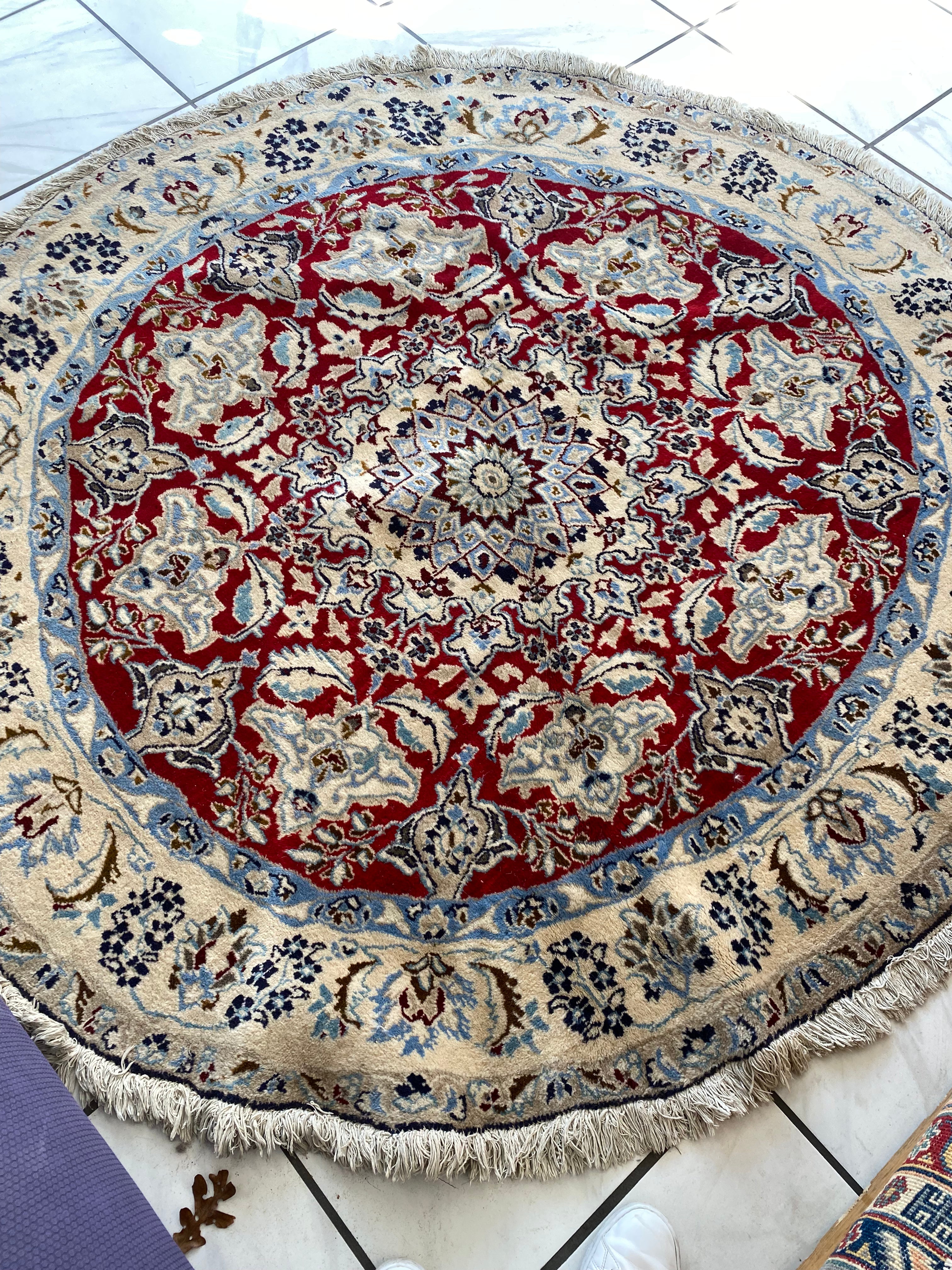 Fine Nain 6’1” Round Wool Rug