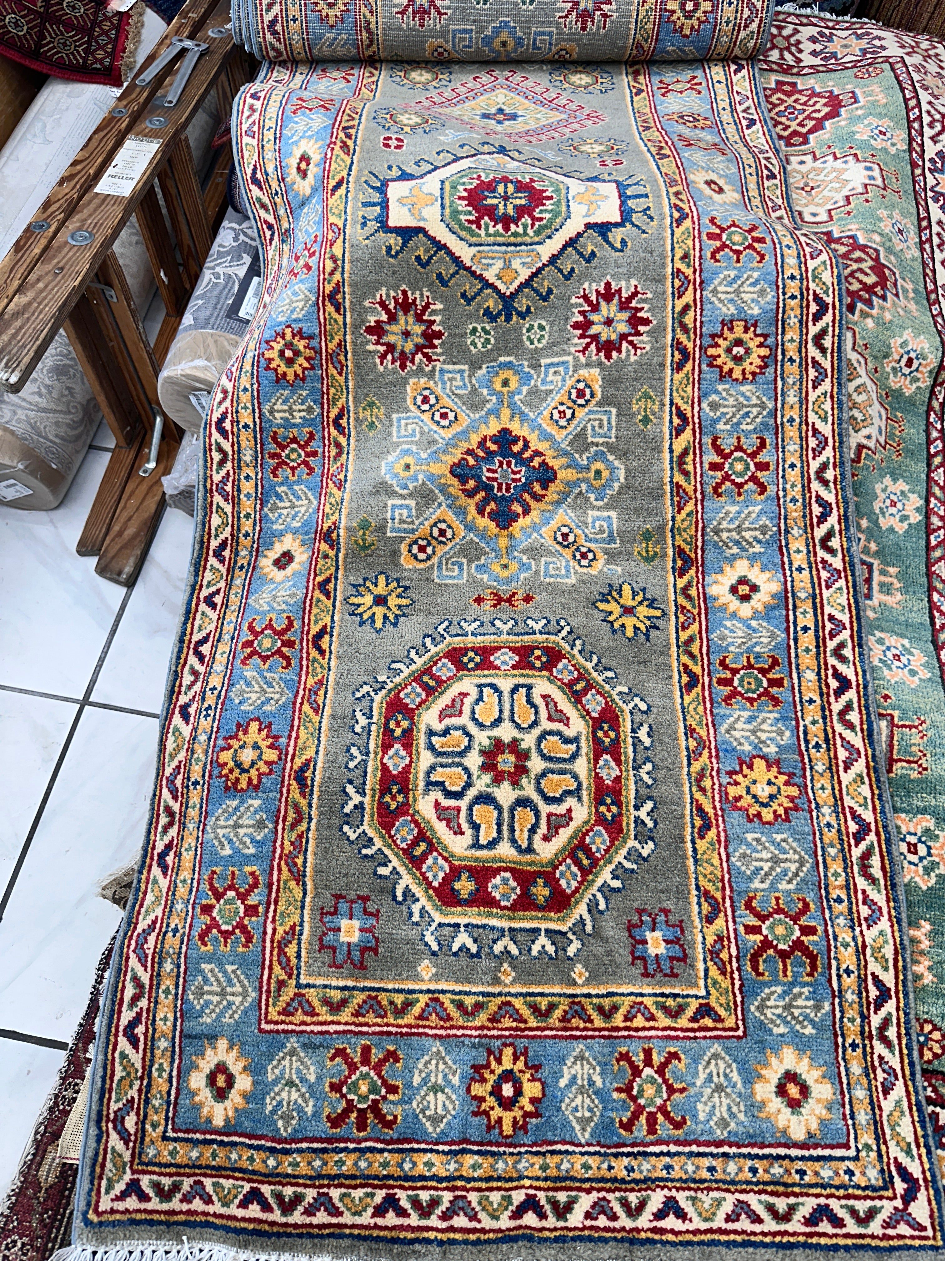 Hand-knotted Afghani Kazak Runner Rug 2’6” x 8’