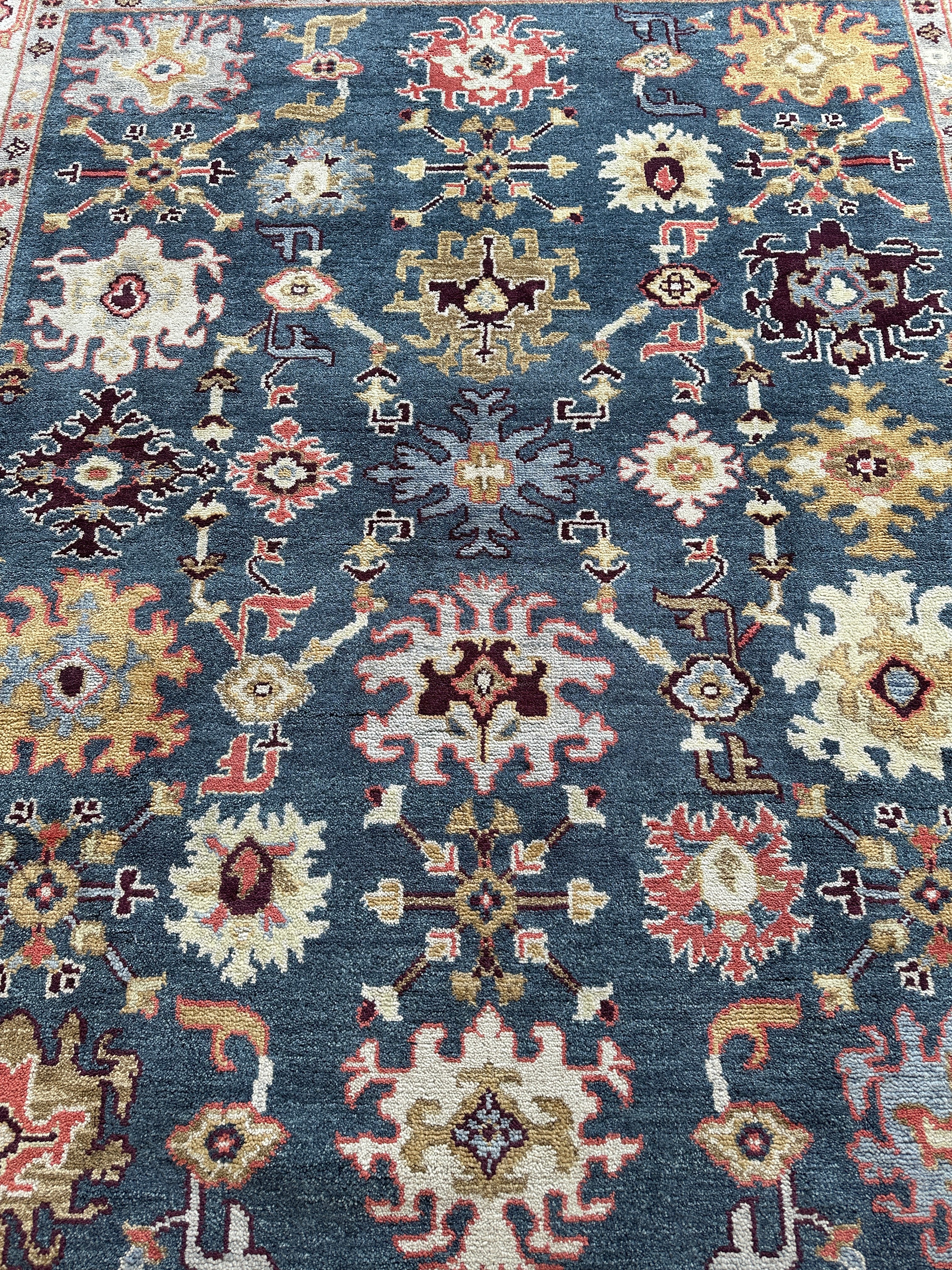 Hand Knotted Oushak Traditional Wool Rug, Living Room Rug 8 x 10