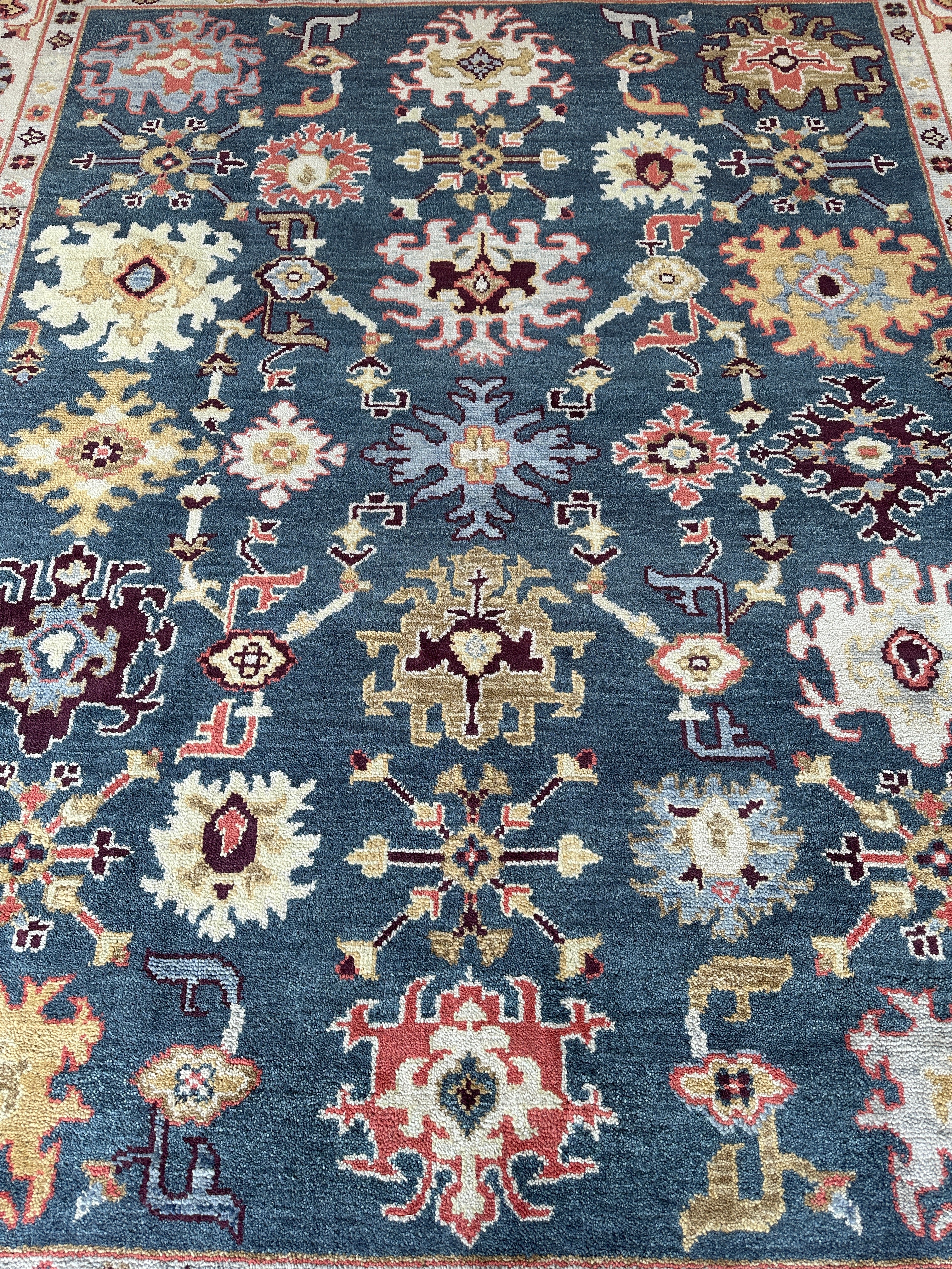 Hand Knotted Oushak Traditional Wool Rug, Living Room Rug 8 x 10