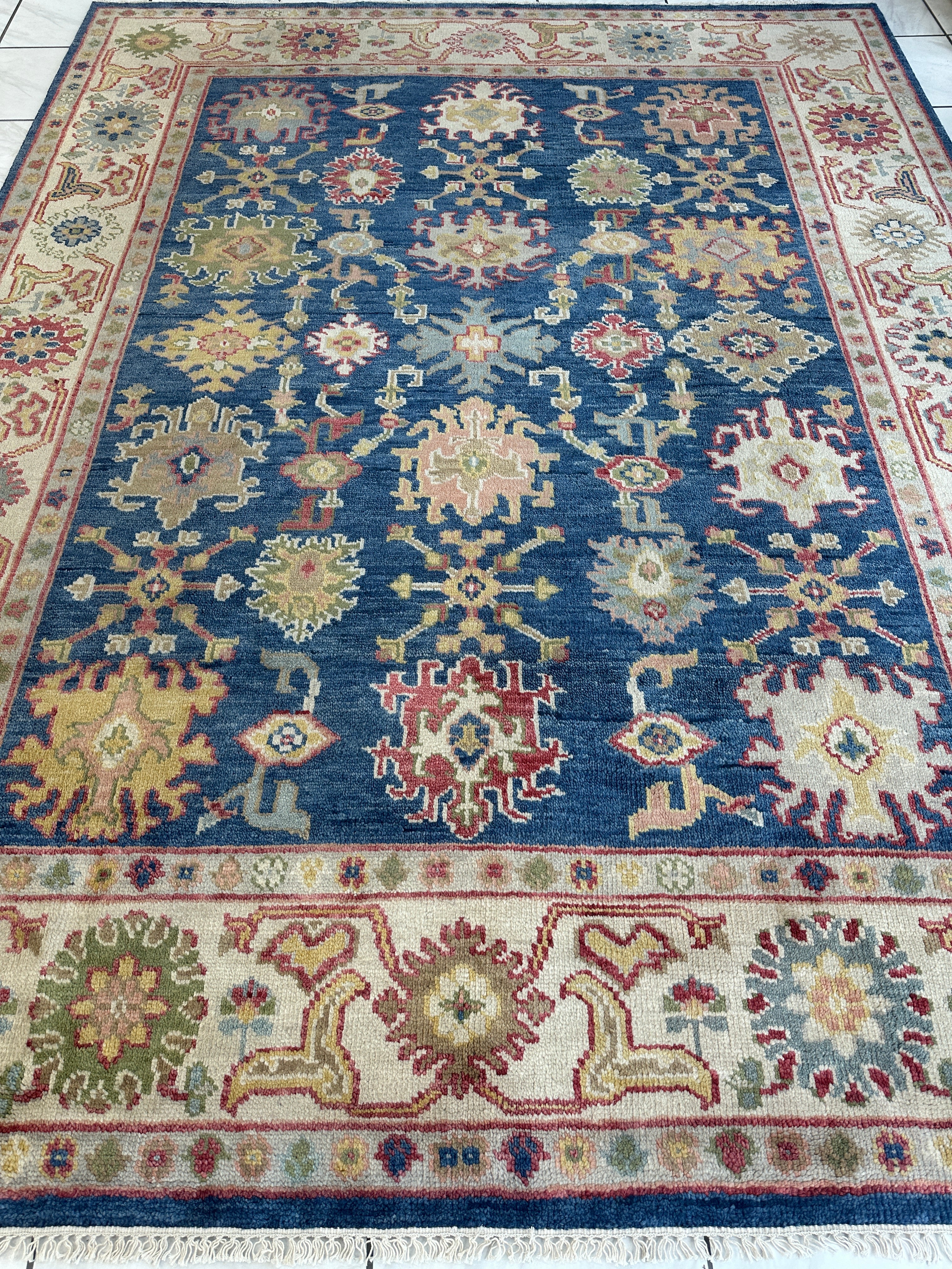 Hand Knotted Oushak Traditional Wool Rug, Living Room 9 x 12 Rug