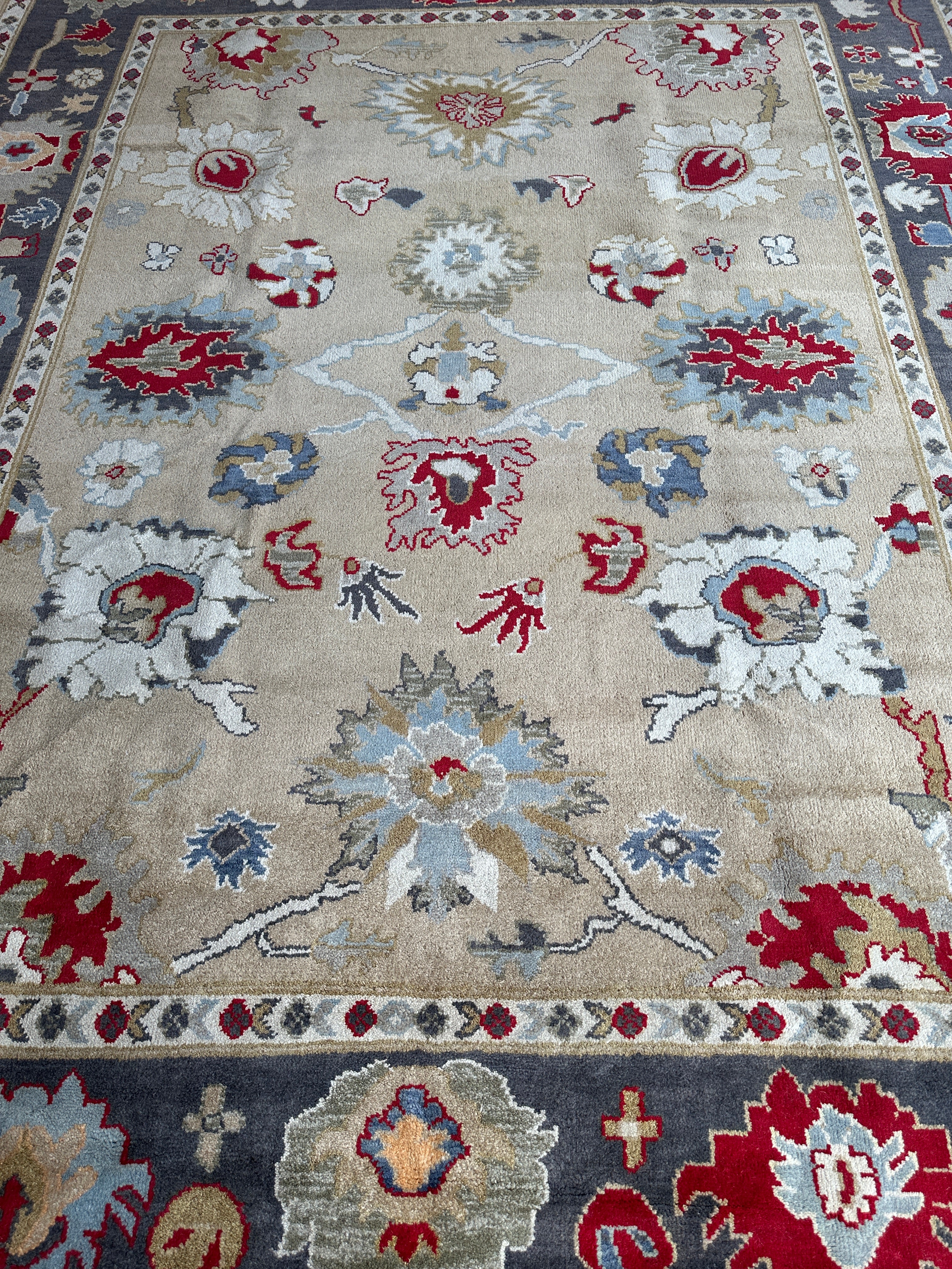 Hand Knotted Oushak Traditional Wool Rug, Living Room 9 x 12 Rug