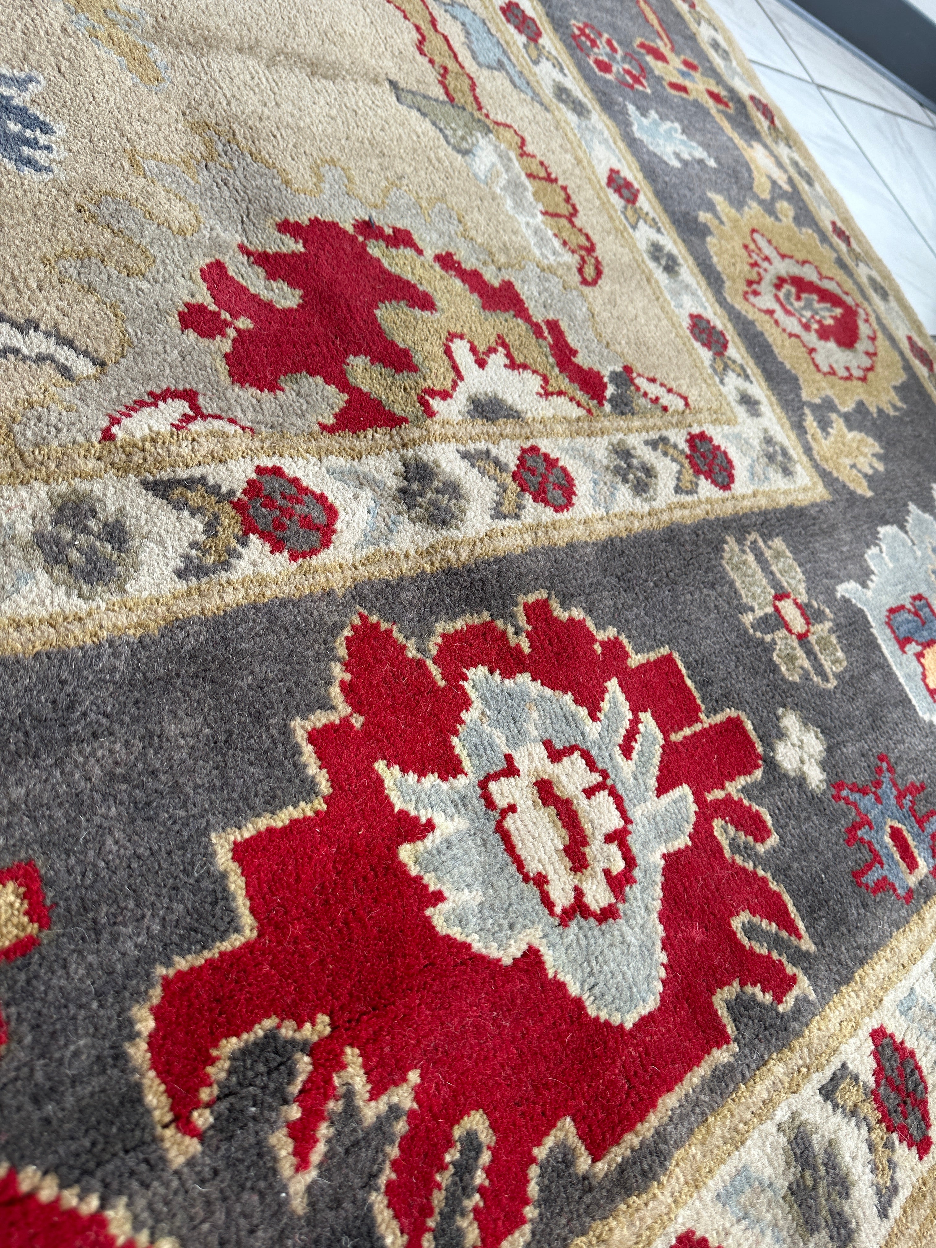 Hand Knotted Oushak Traditional Wool Rug, Living Room 9 x 12 Rug