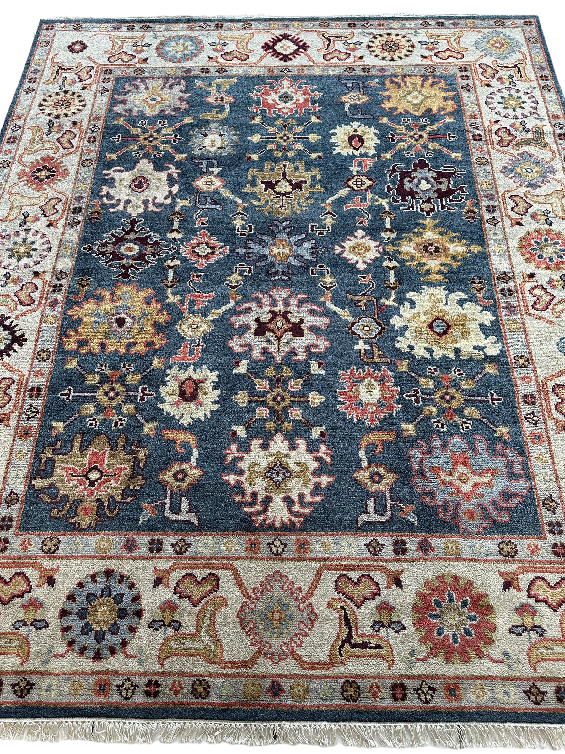 Hand Knotted Oushak Traditional Wool Rug, Living Room Rug 8 x 10