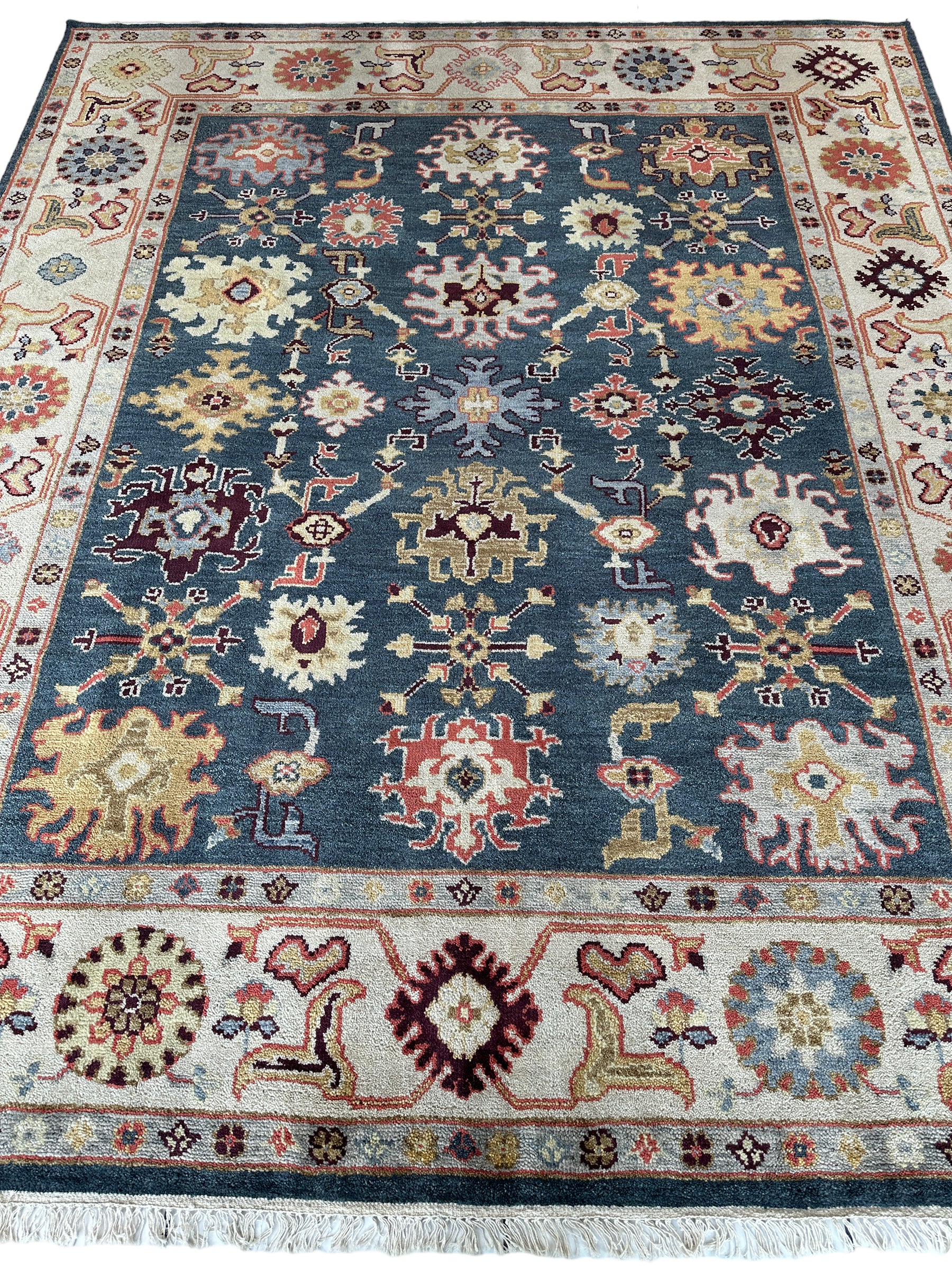 Hand Knotted Oushak Traditional Wool Rug, Living Room Rug 8 x 10