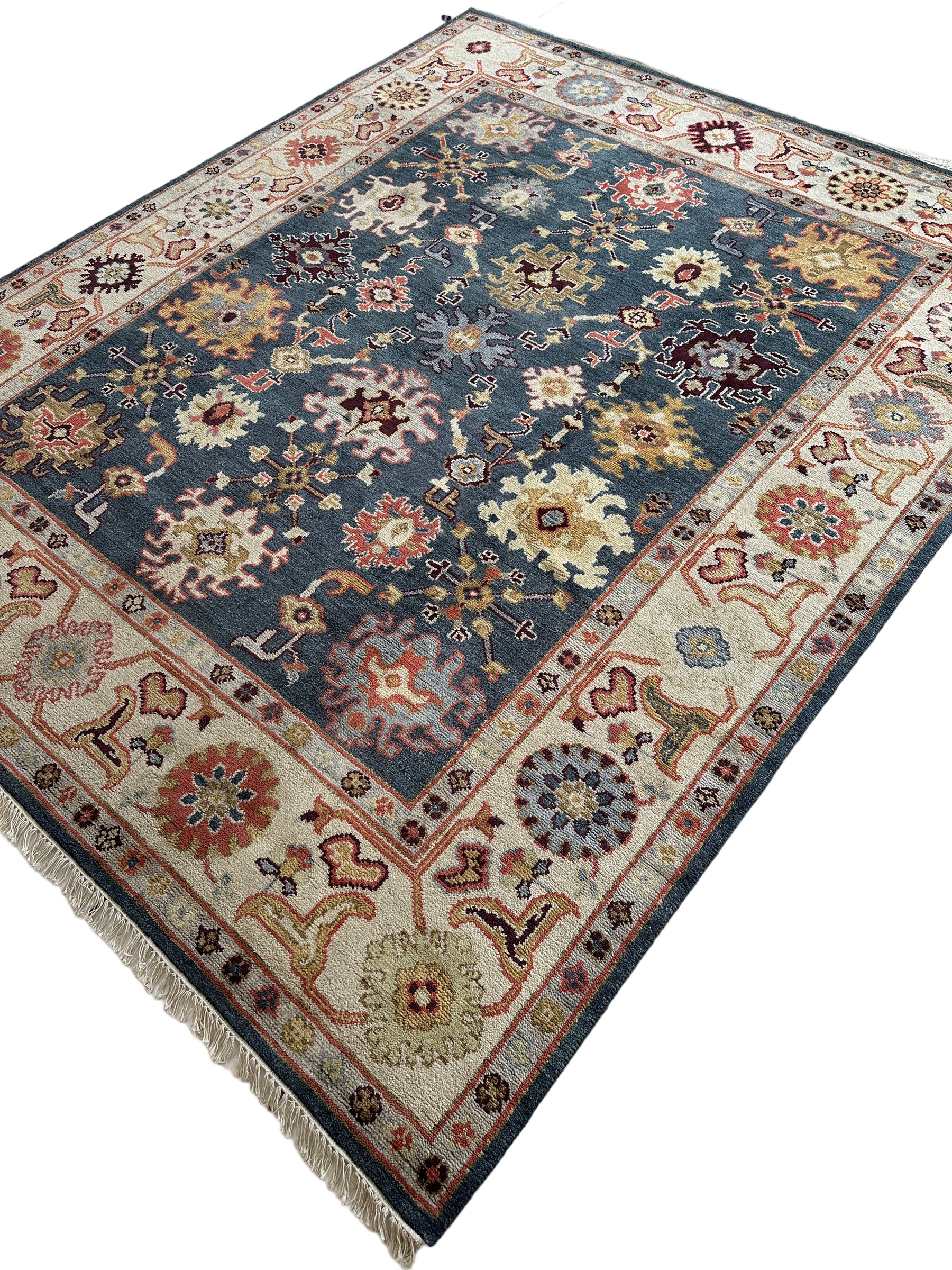 Hand Knotted Oushak Traditional Wool Rug, Living Room Rug 8 x 10