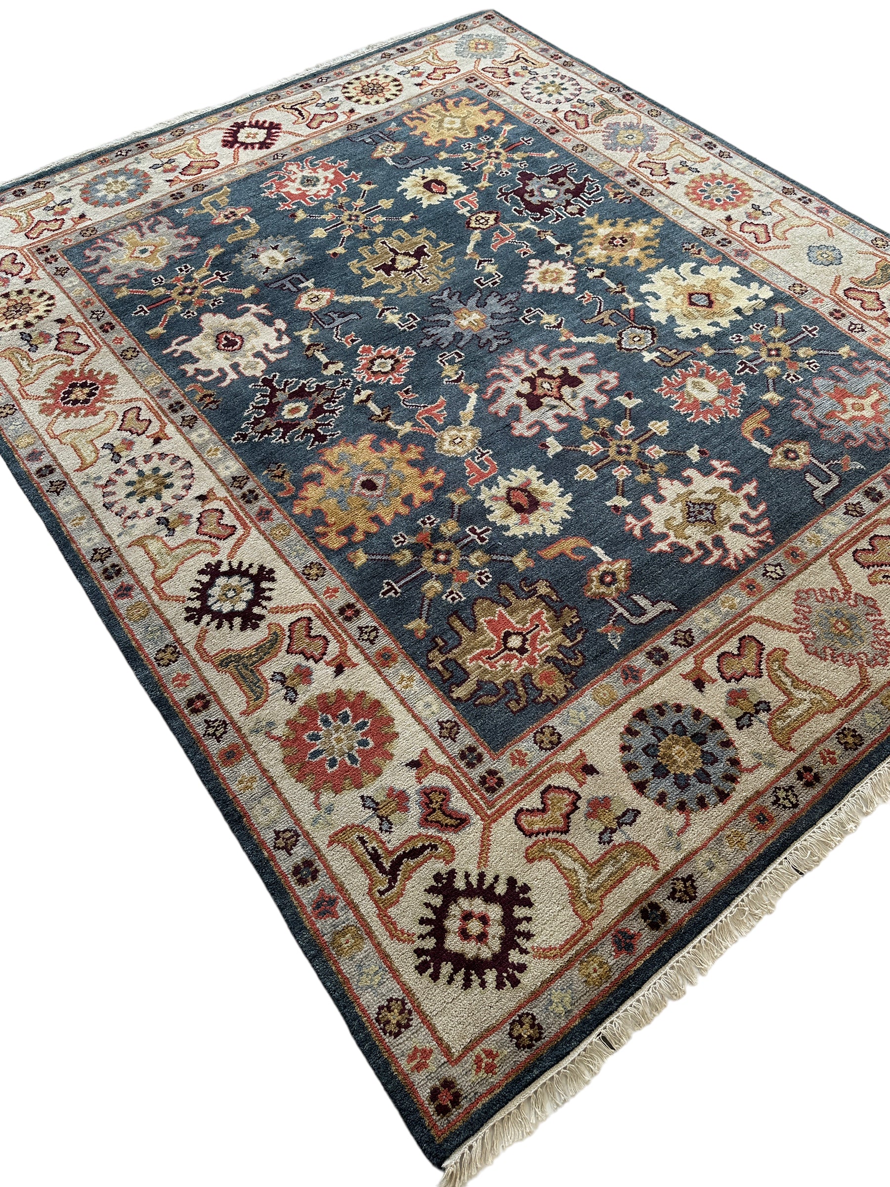 Hand Knotted Oushak Traditional Wool Rug, Living Room Rug 8 x 10