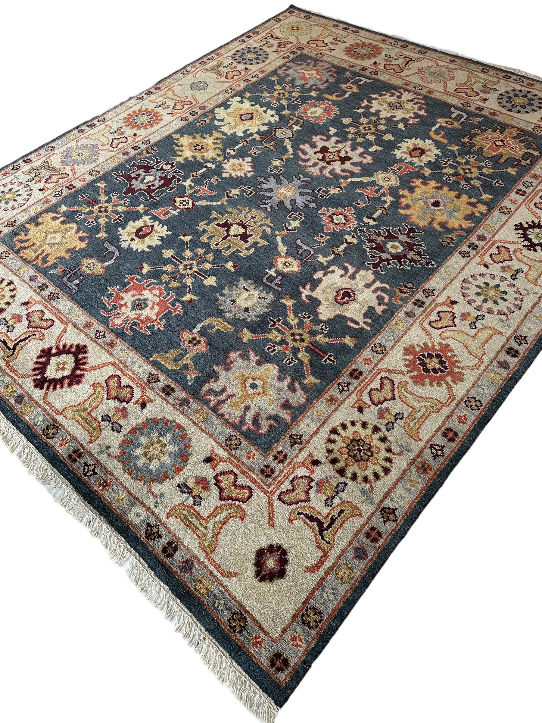 Hand Knotted Oushak Traditional Wool Rug, Living Room Rug 8 x 10