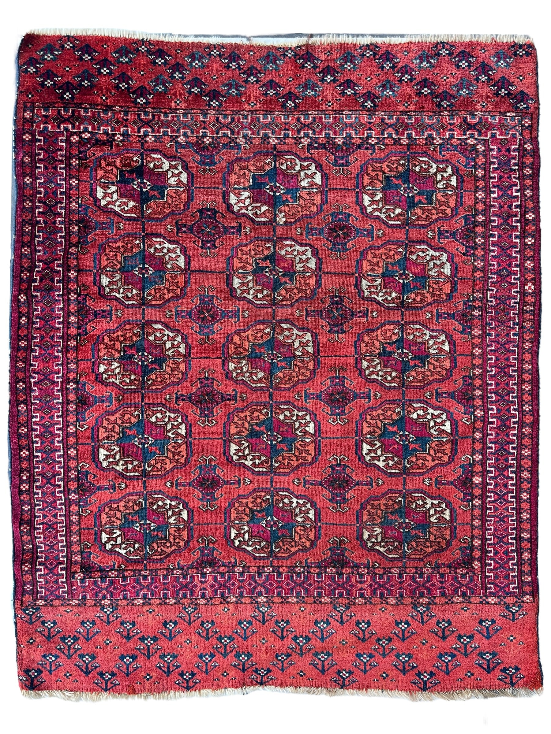 Antique 1920’s Tribal Turkoman Tekke Wedding Rug 3’4” x 4’1”