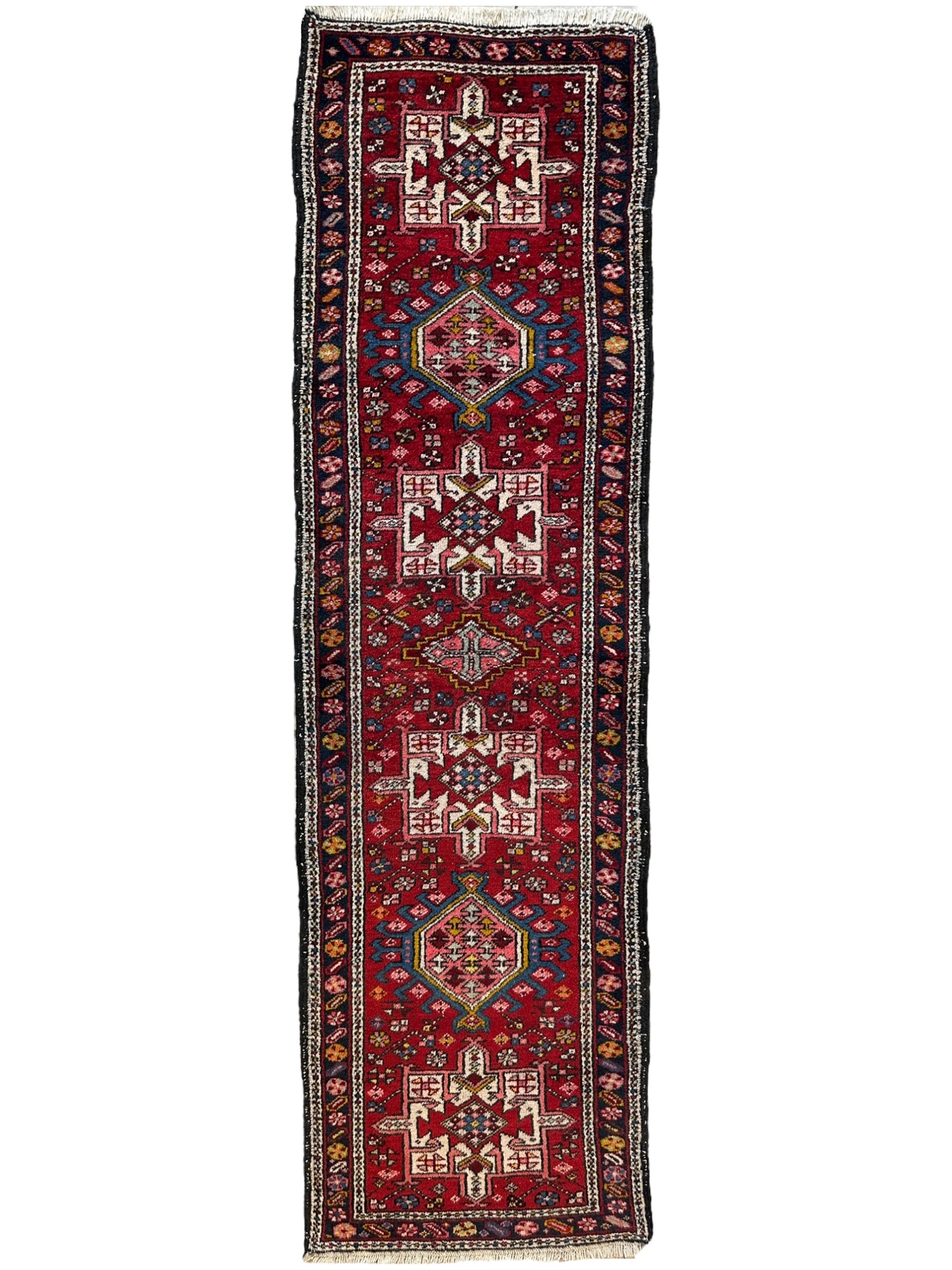 Fine Vintage Persian Heriz Karaja Oriental Runner Rug 2'4" x 7'7"