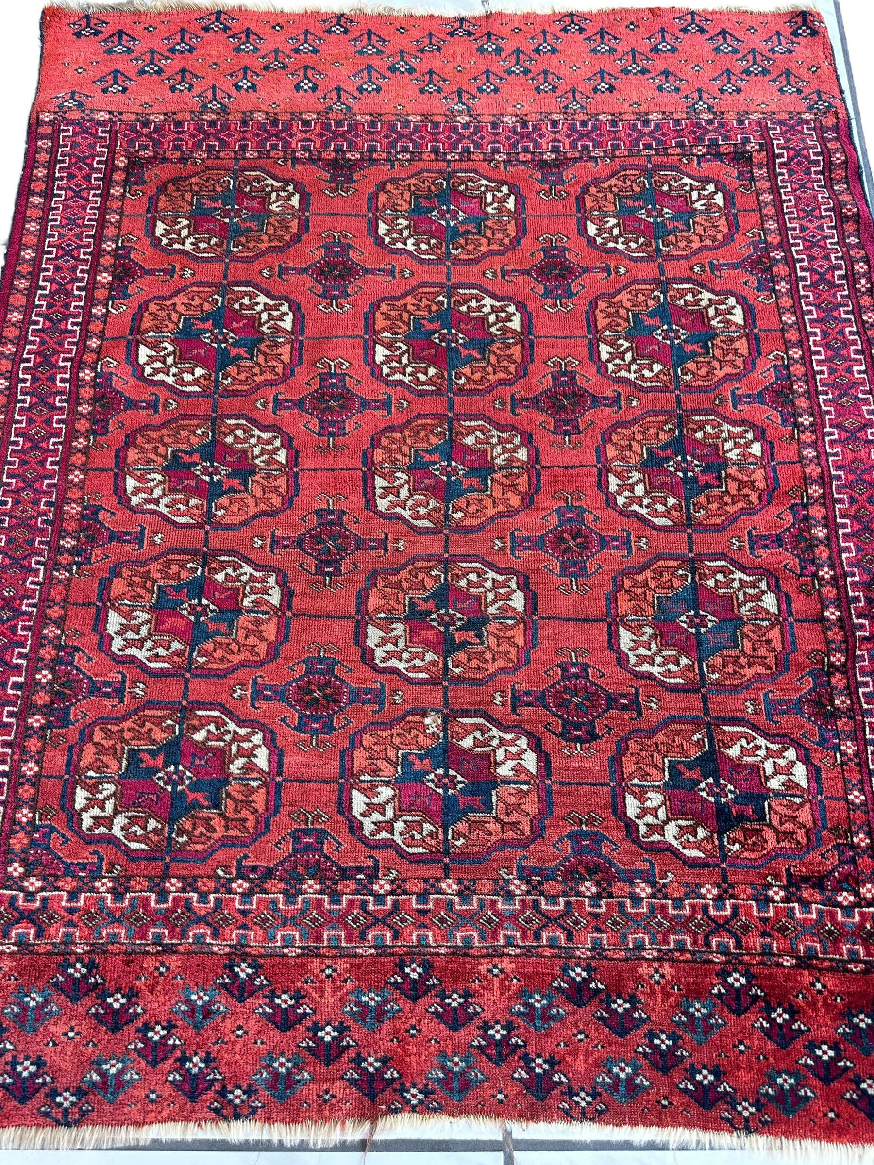 Antique 1920’s Tribal Turkoman Tekke Wedding Rug 3’4” x 4’1”