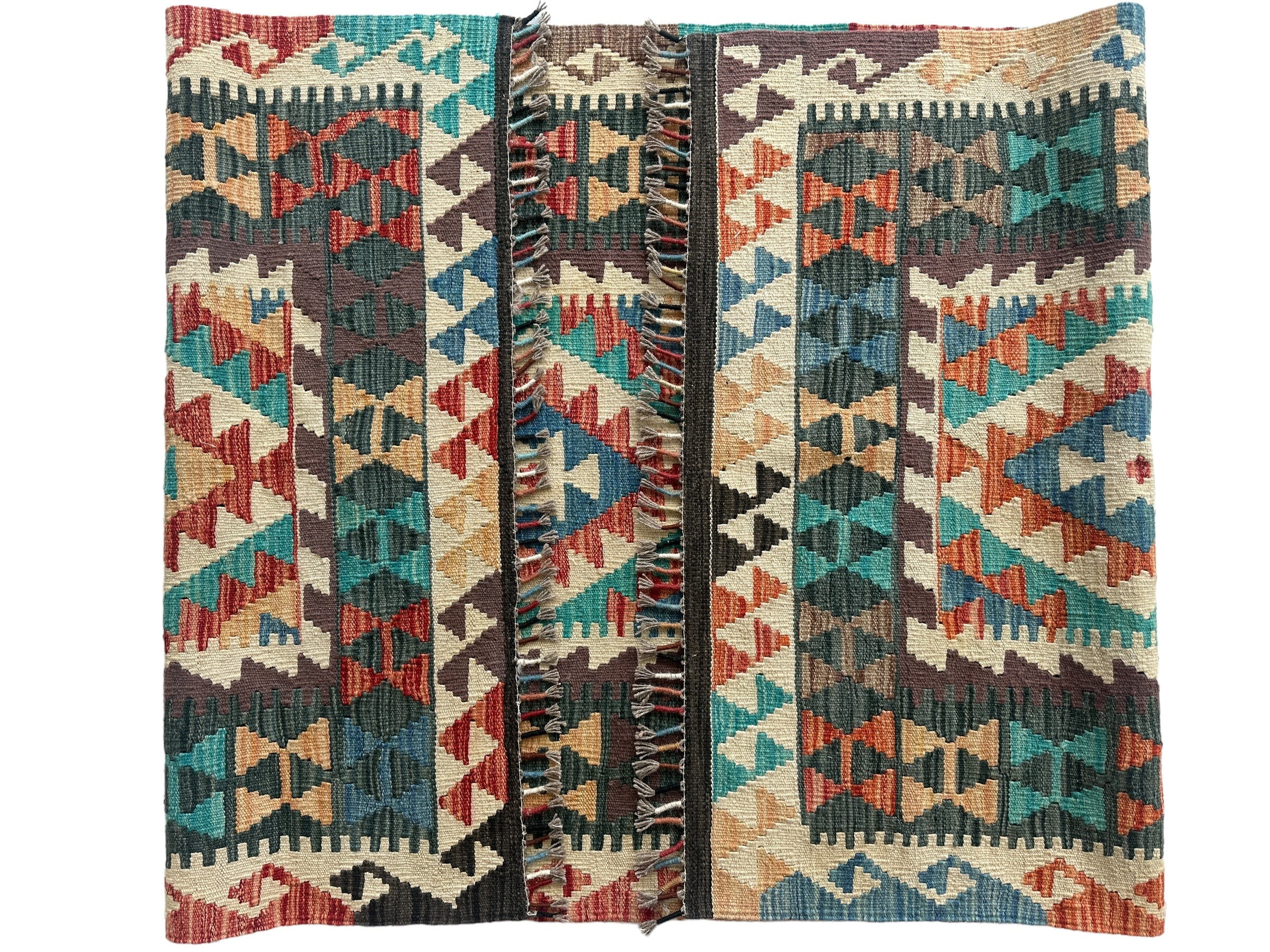 Afghani Chobi Kilim Wide Runner Rug 3’6” x 7’