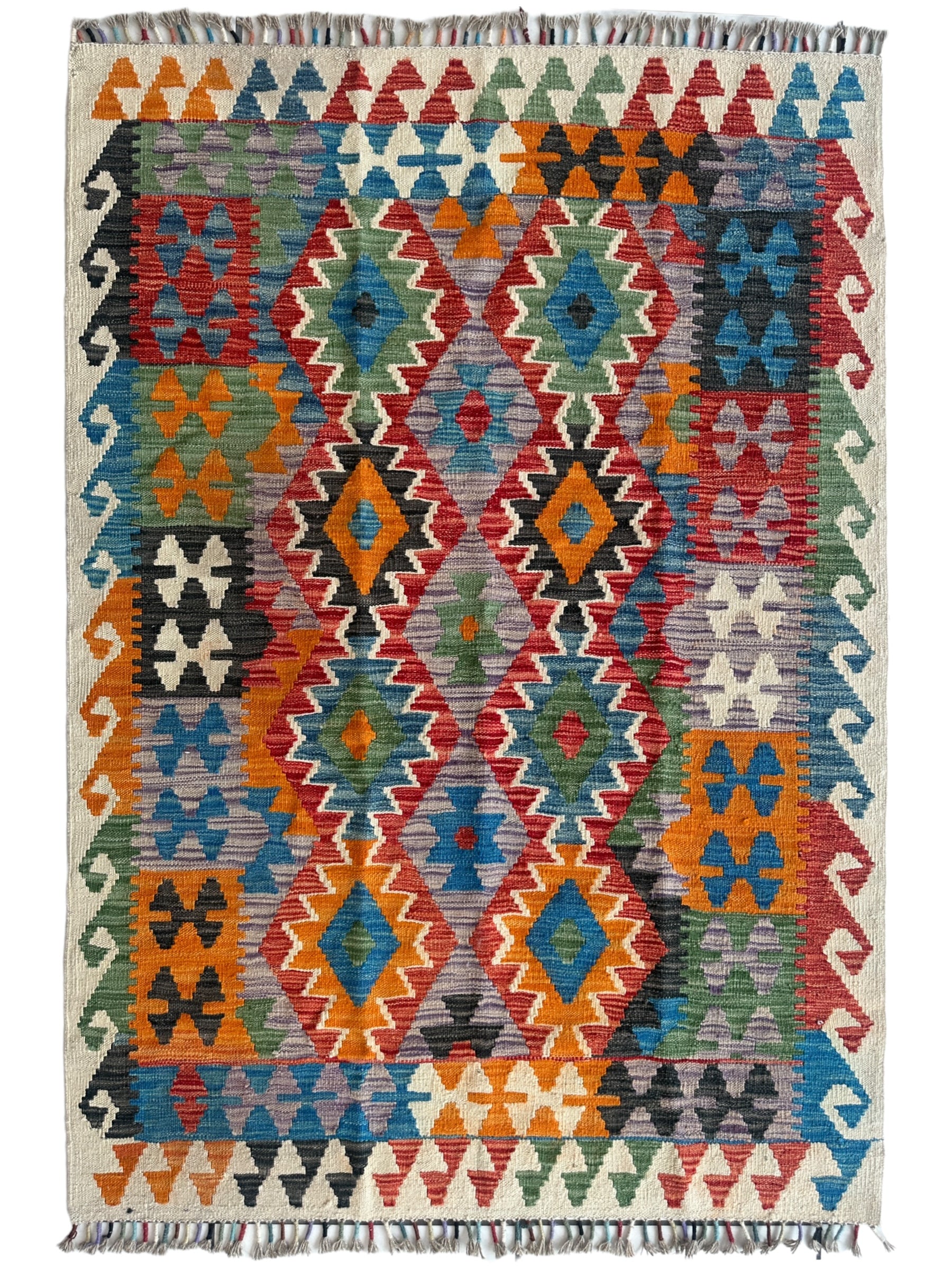 Afghani Chobi Kilim Rug 4’ x 6’