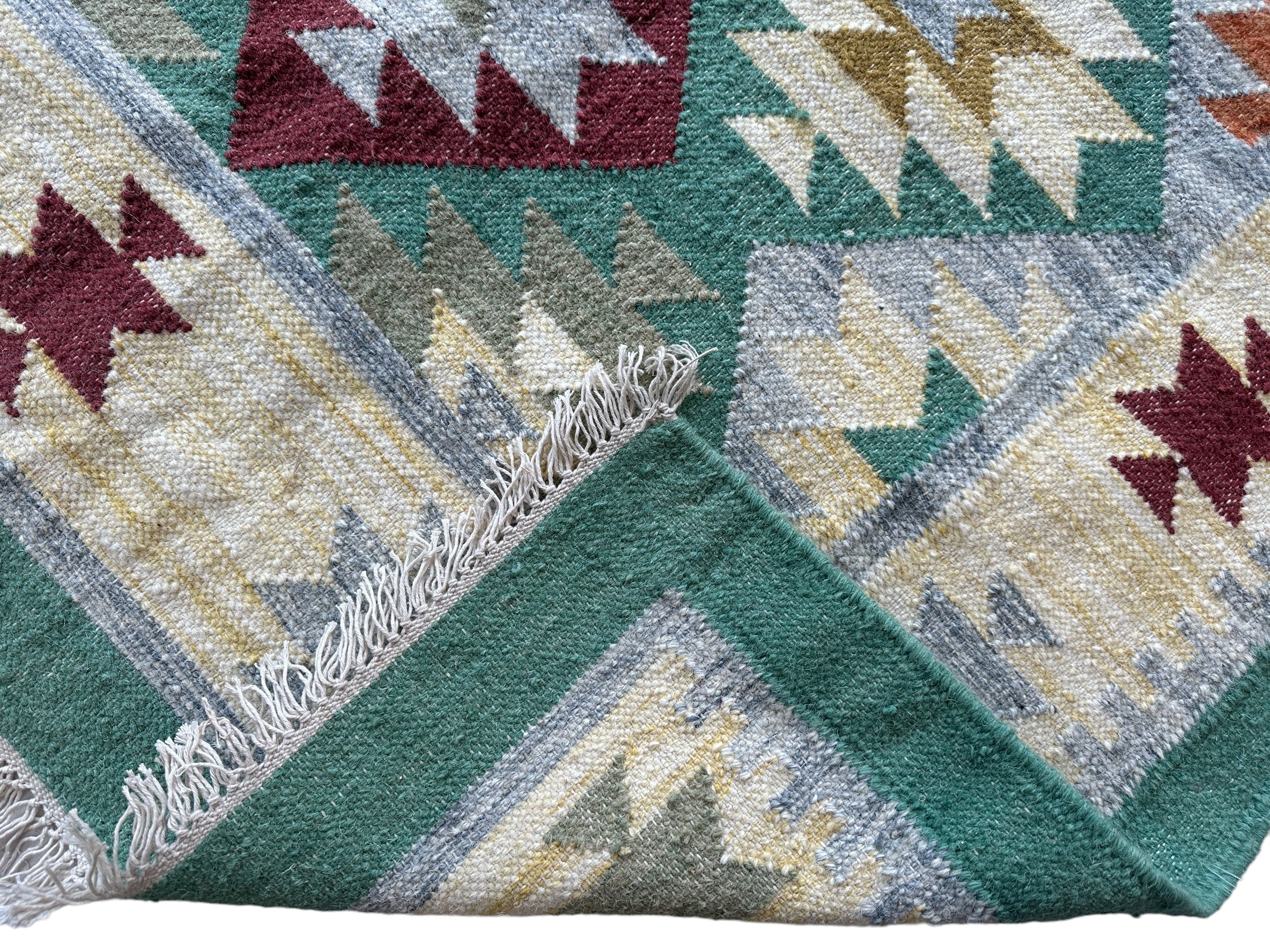 Indo-Tukish Flat-weave Geometric Kilim Rug 4’ x 6’4”