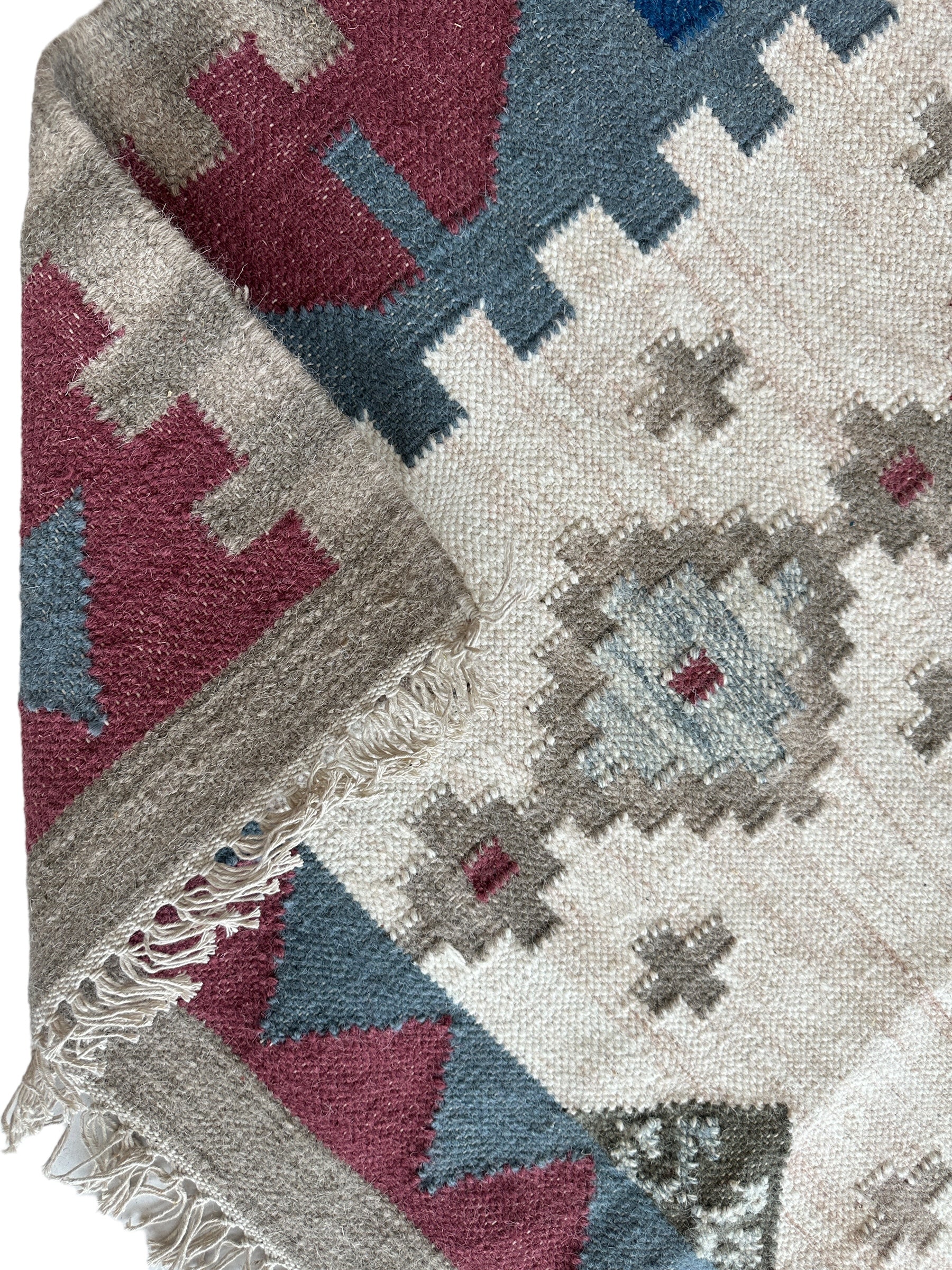 Indo-Tukish Flat-weave Geometric Kilim Rug 4’ x 6’