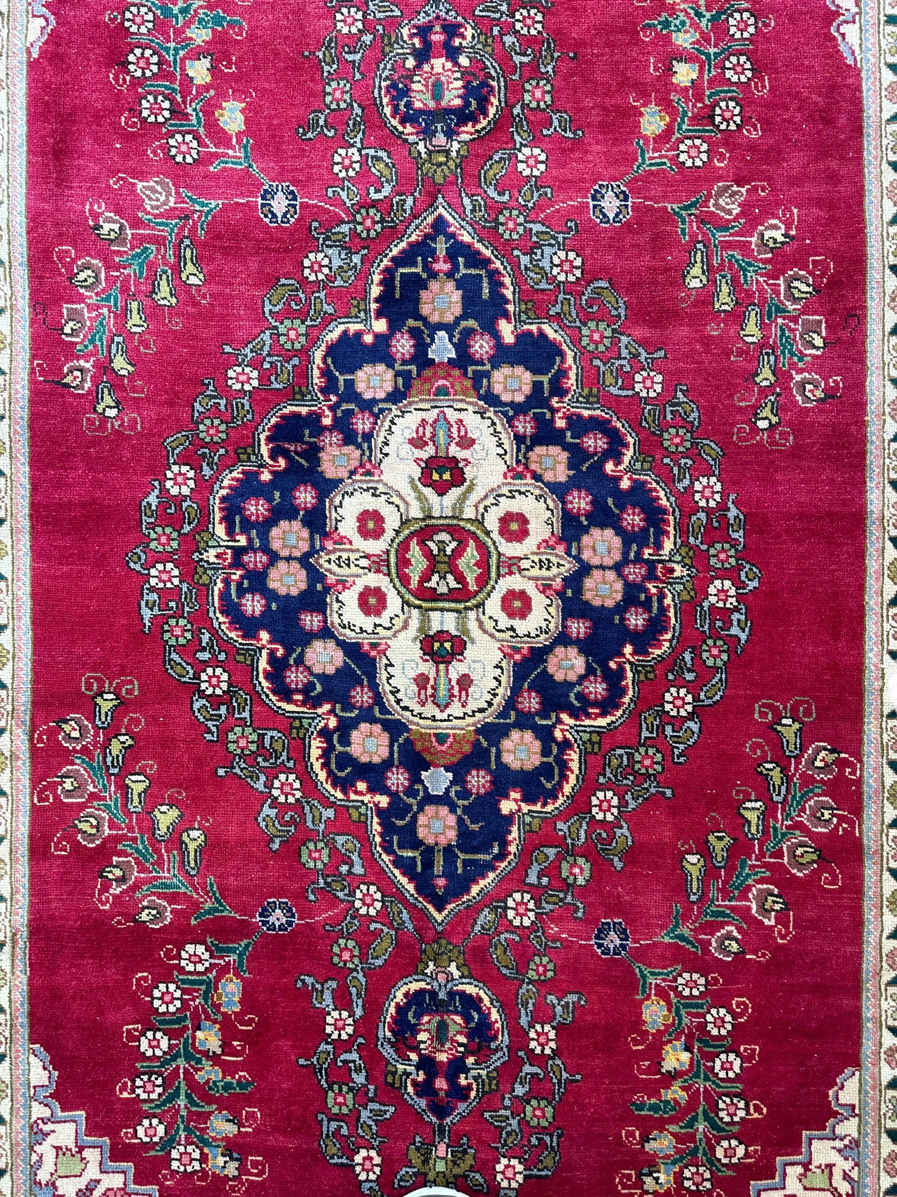 Hand Knotted Vintage Tabriz Wool Area Rug 6’4” x 9’2”