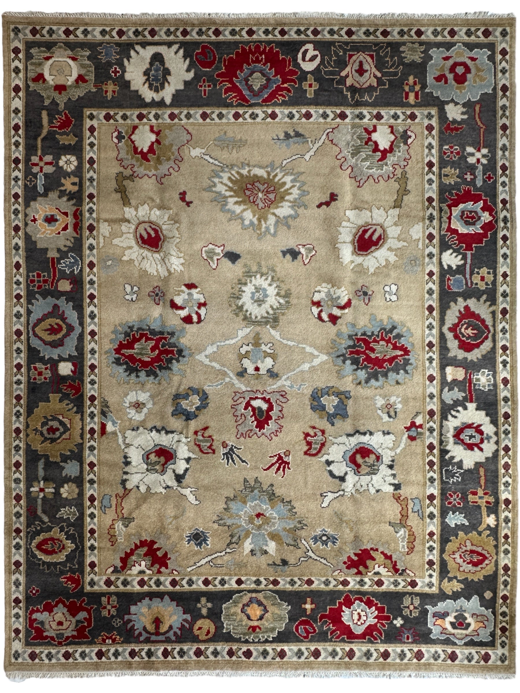 Hand Knotted Oushak Traditional Wool Rug, Living Room 9 x 12 Rug