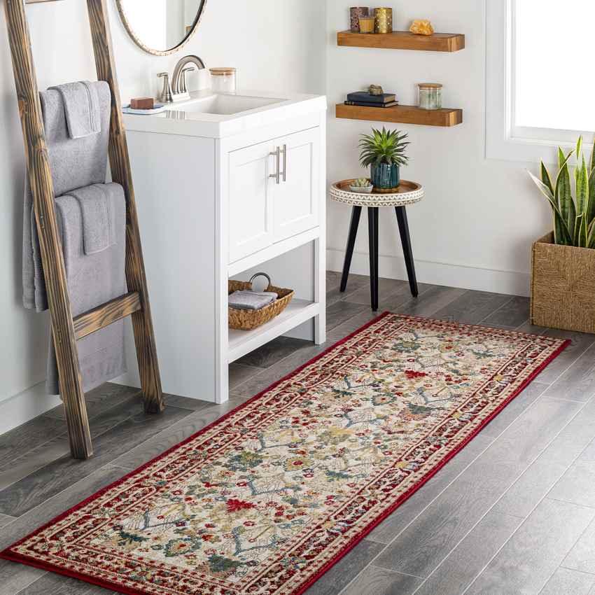 Aaden Traditional Cream Red Area Rug