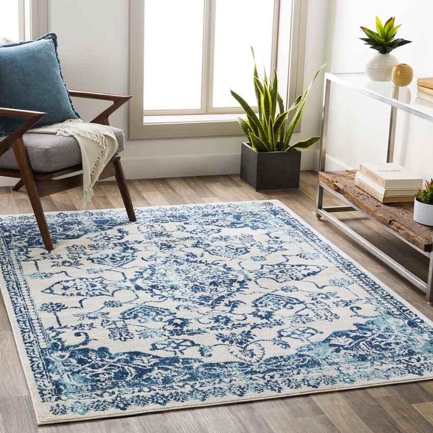 Abbega Traditional Navy Area Rug