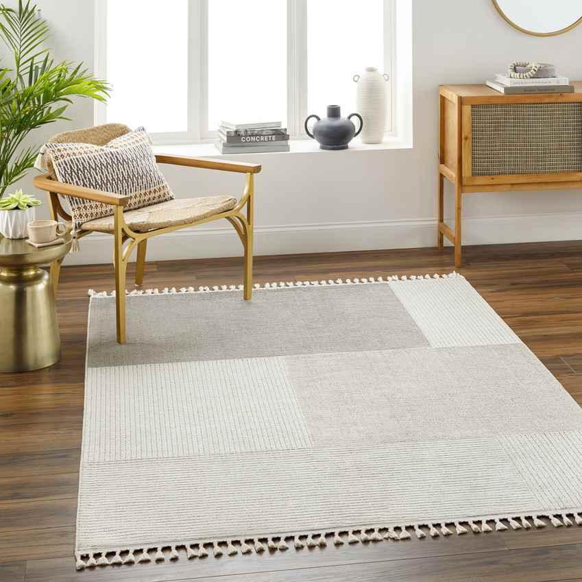 Abena Modern Ivory/Dark Brown Area Rug