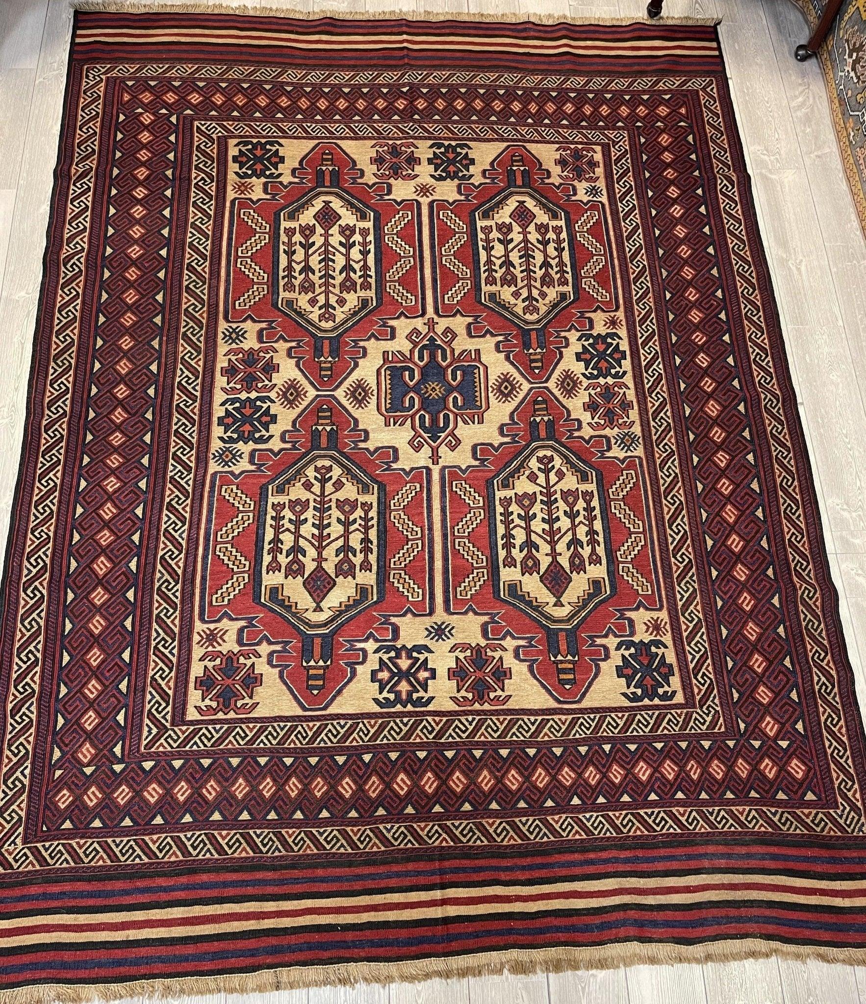 Afghani Area Soumak Kilim Rug 7x10 Ft