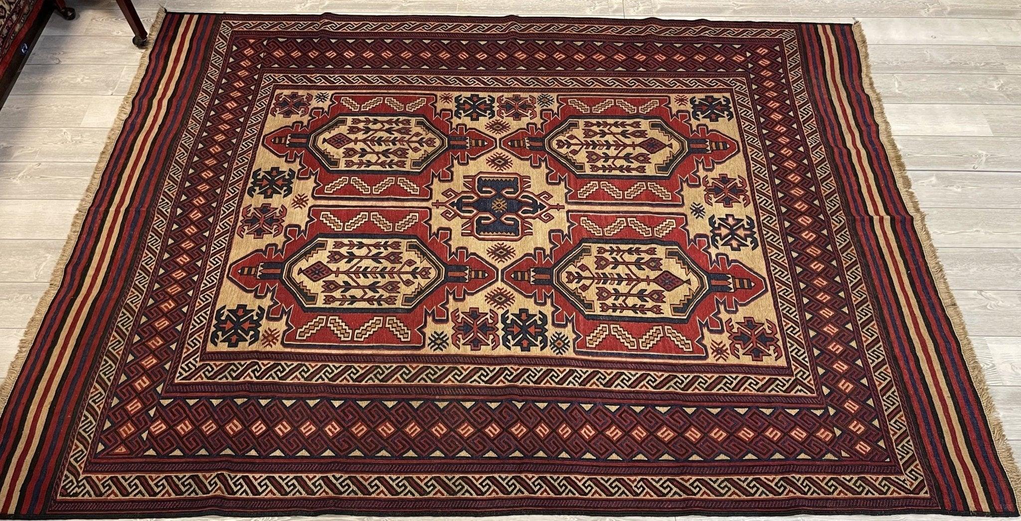 Afghani Area Soumak Kilim Rug 7x10 Ft