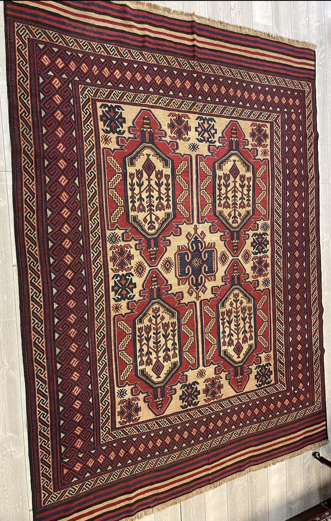 Afghani Area Soumak Kilim Rug 7x10 Ft