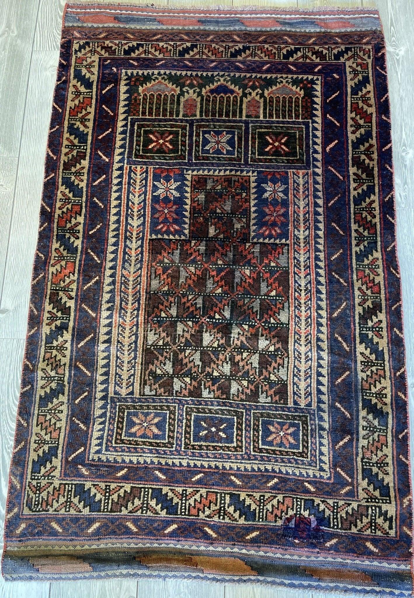 Afghani Prayer Rug I Baluchi 3’x6’