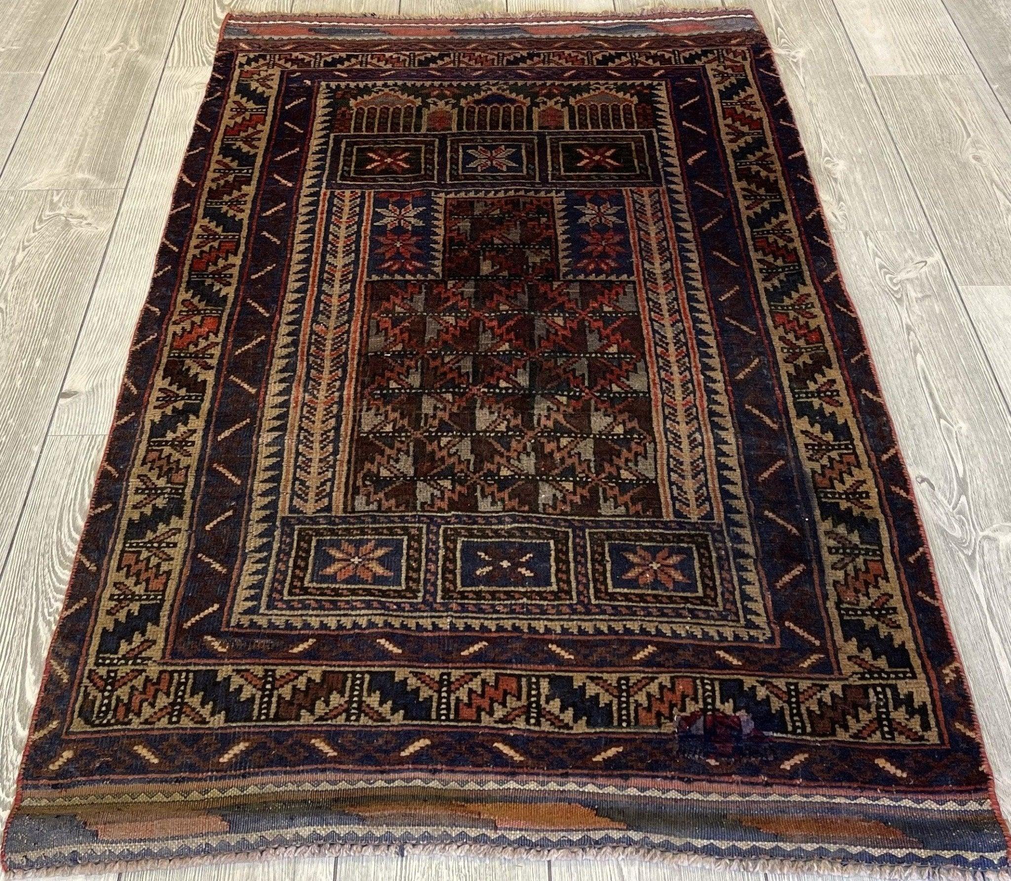 Afghani Prayer Rug I Baluchi 3’x6’